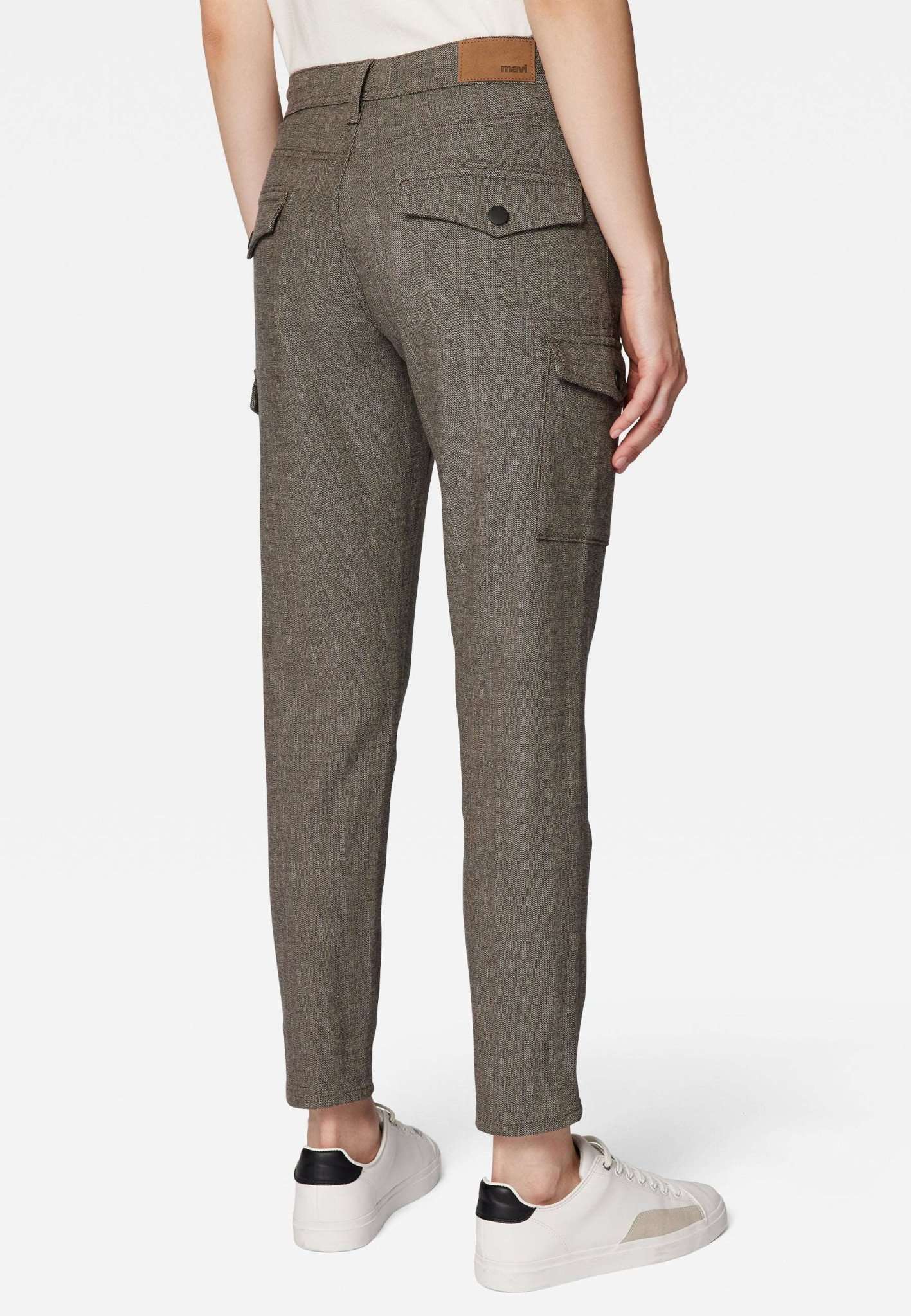 Luzi in Brown Herringbone Smart Sporty Pants Mavi   