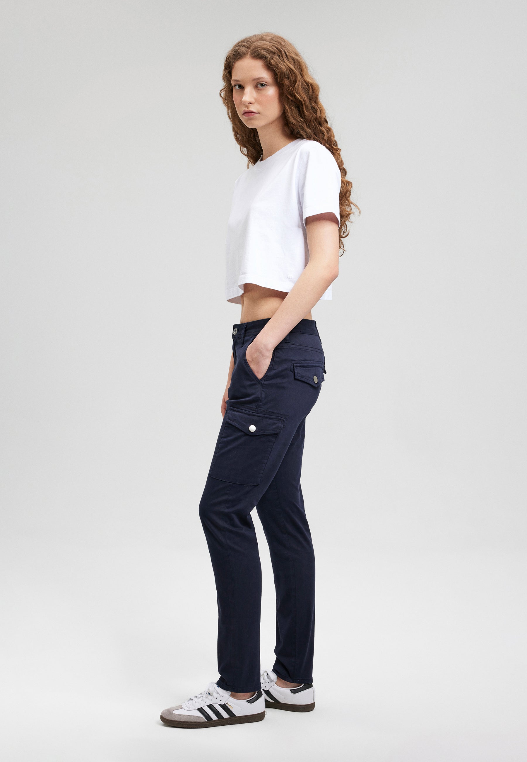 Luzi in Navy Blazer Sateen Pants Mavi   