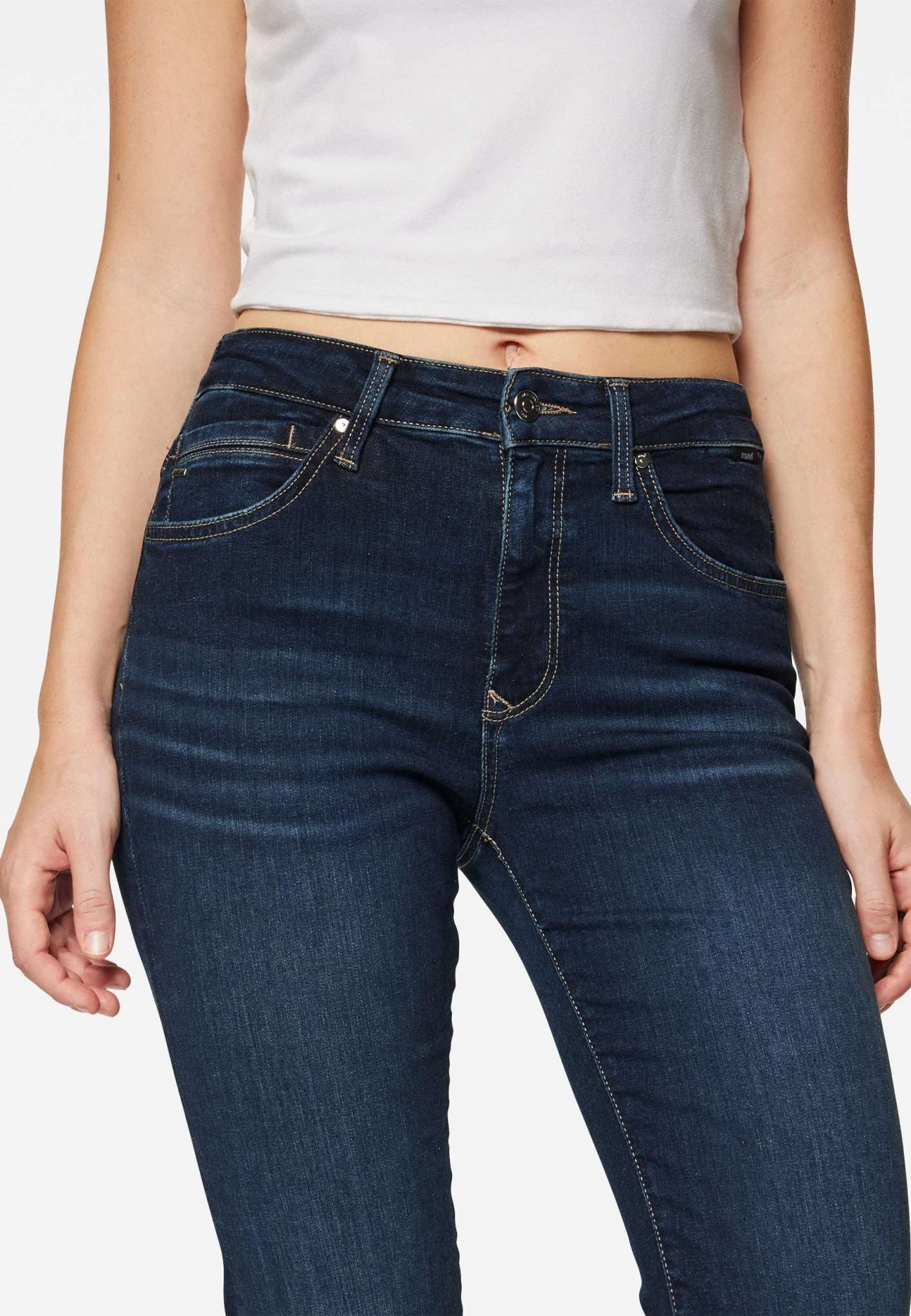 Kendra in Deep Shaded Glam Jeans Mavi   