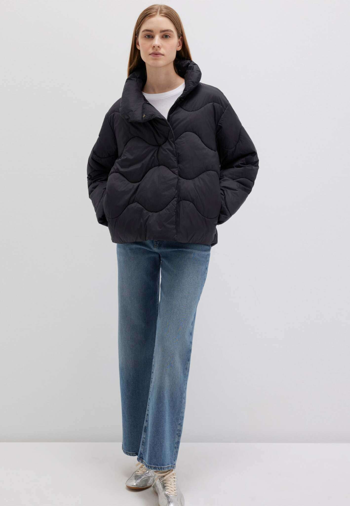 High Collar Jacket in Black Jackets Mavi