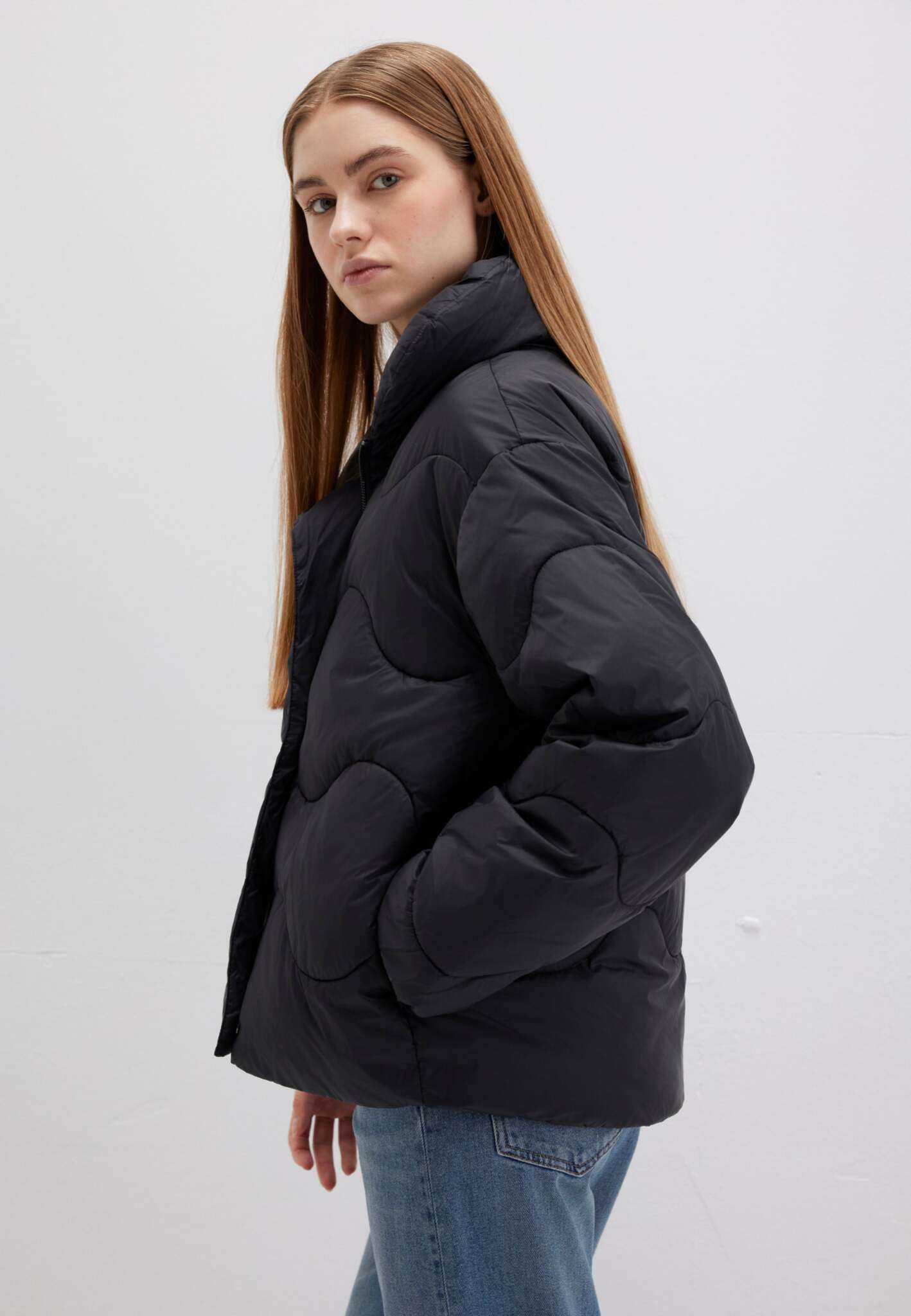 High Collar Jacket in Black Jackets Mavi