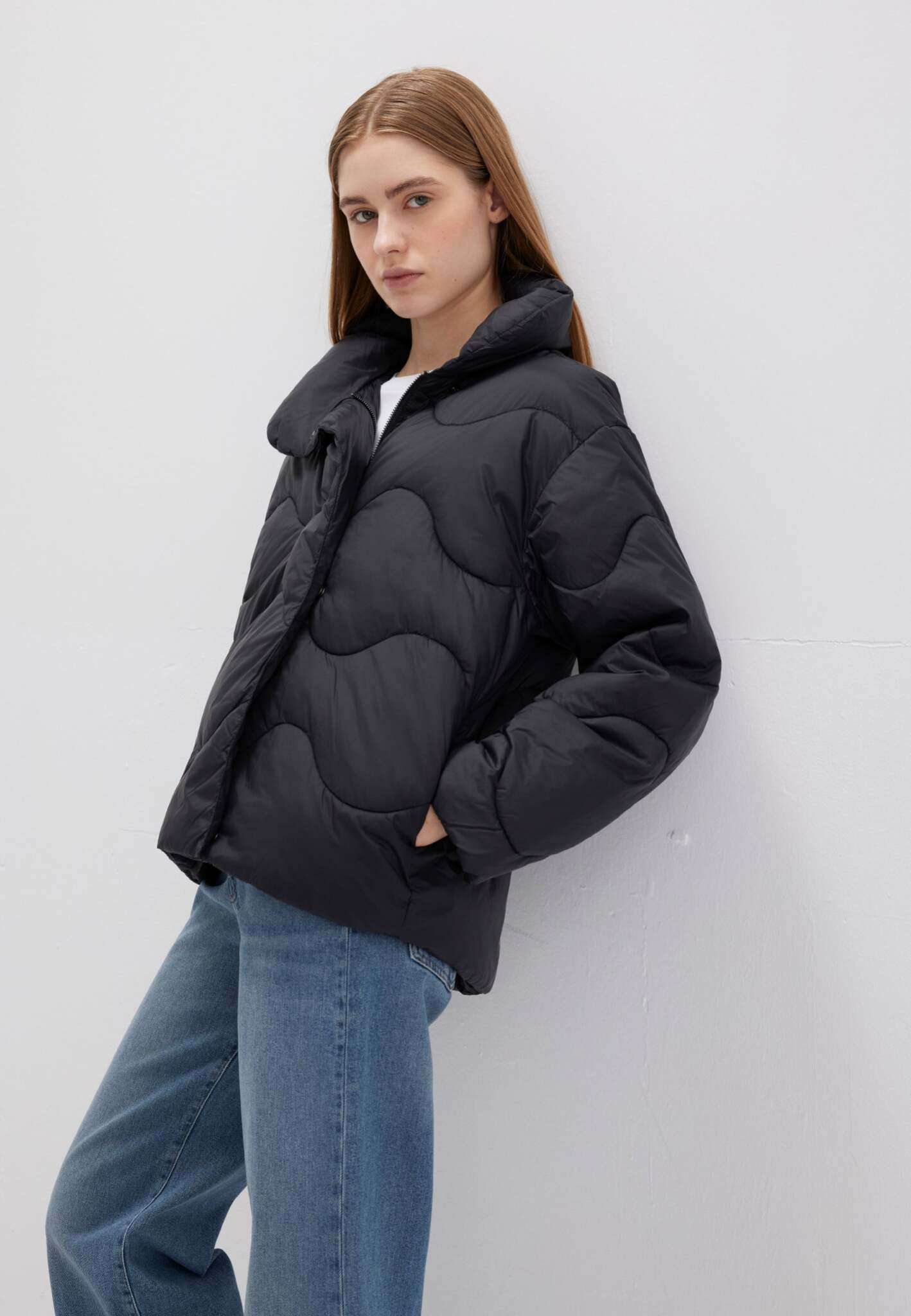 High Collar Jacket in Black Jackets Mavi