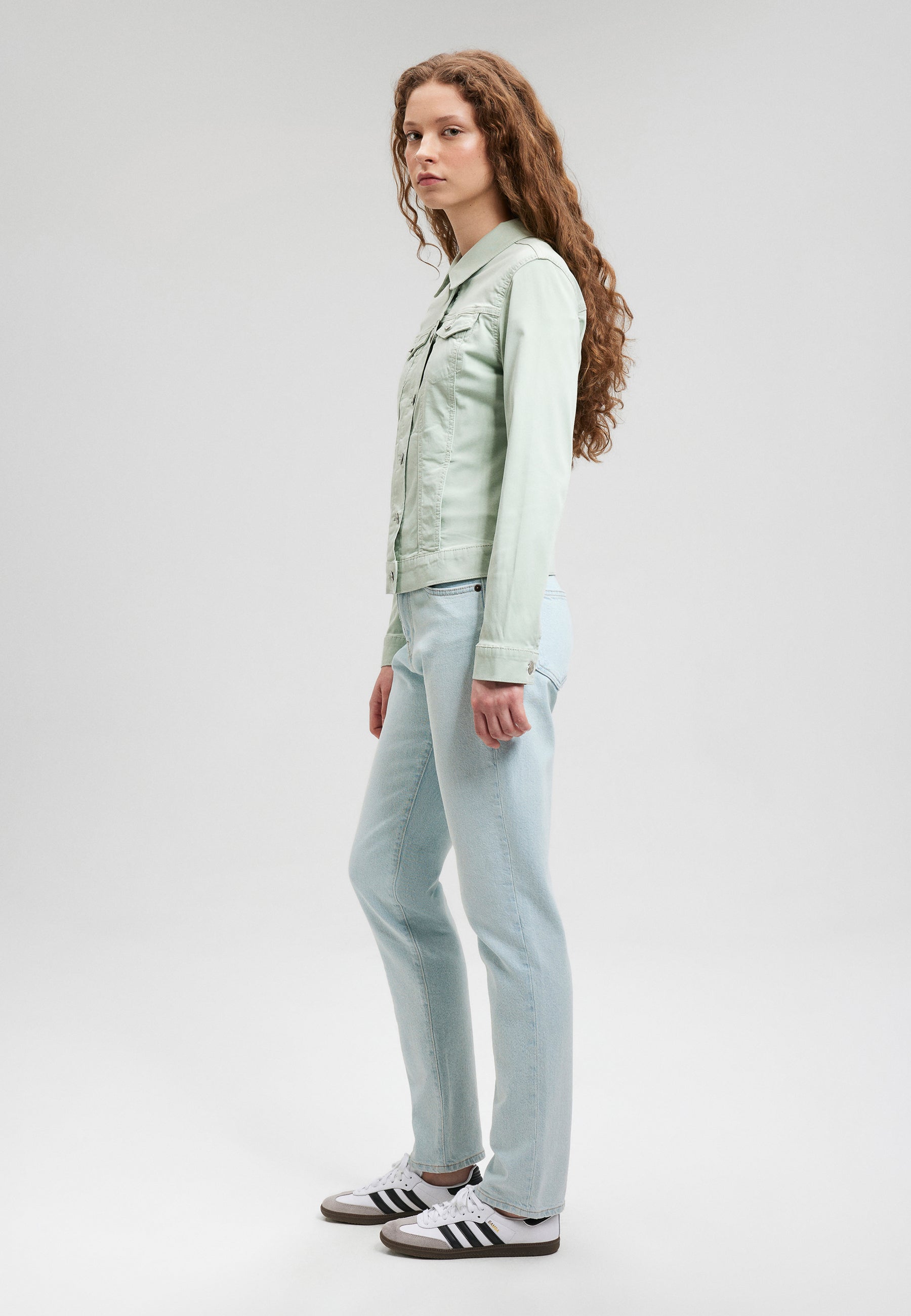 Daisy in Jadeite Sateen Jackets Mavi   