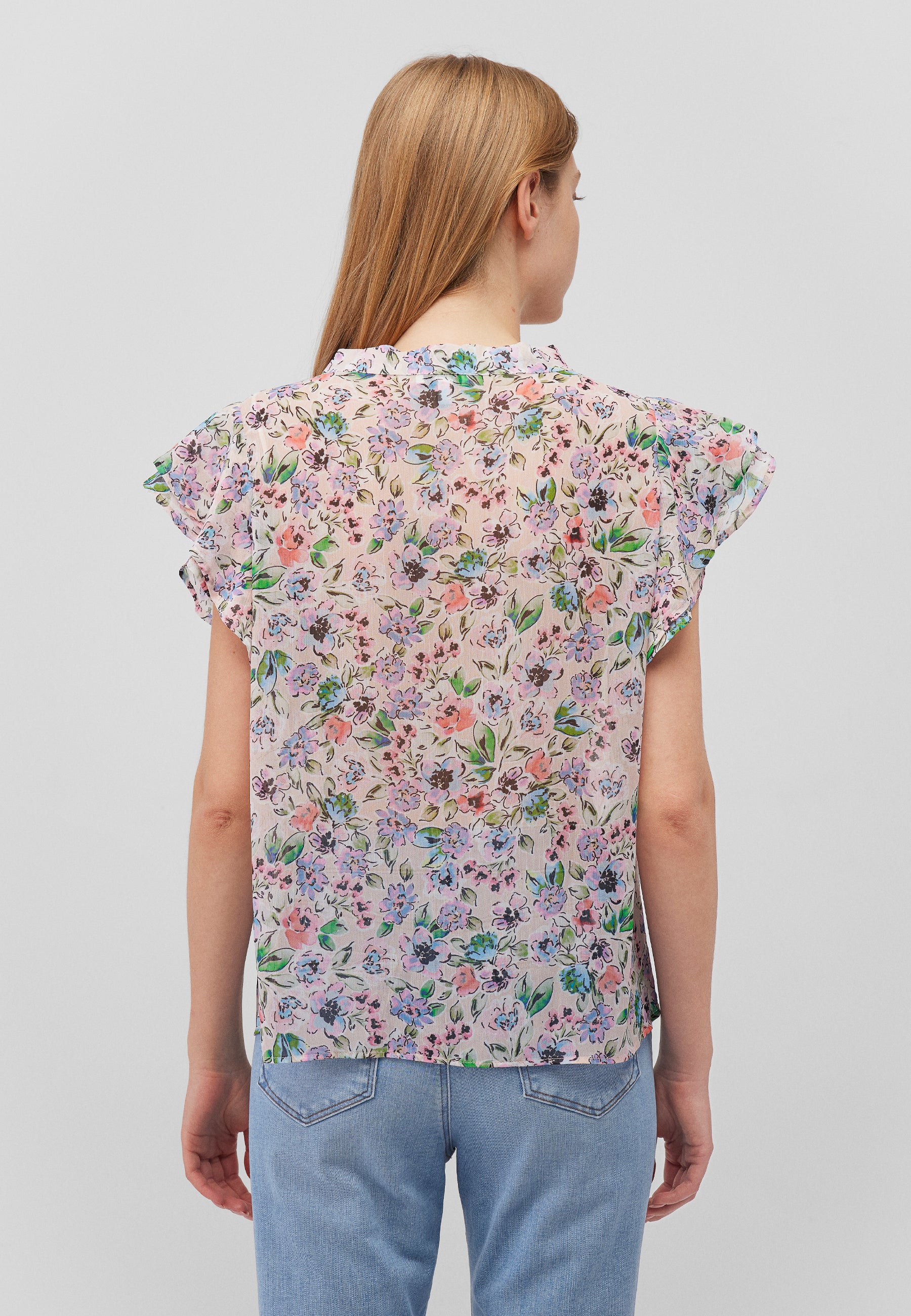 Short Sleeve Blouse in Watercolor Print Shirts Mavi   