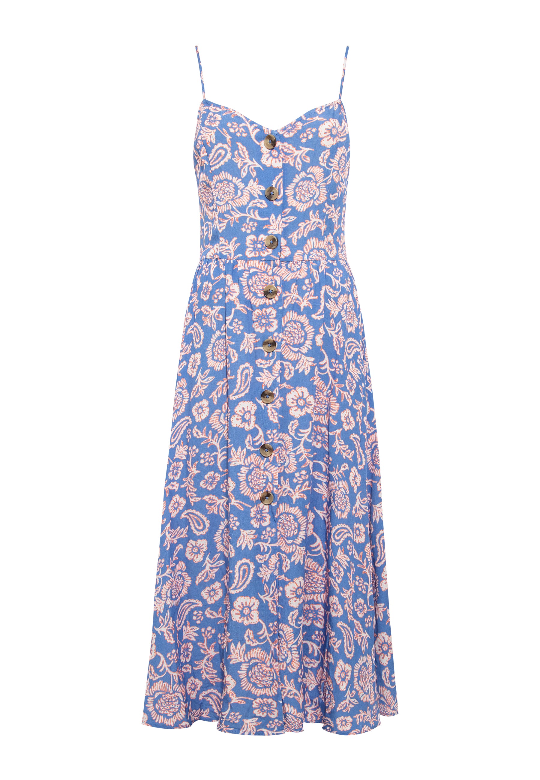 Button Up Dress in Blue Paisley Print Dresses Mavi   