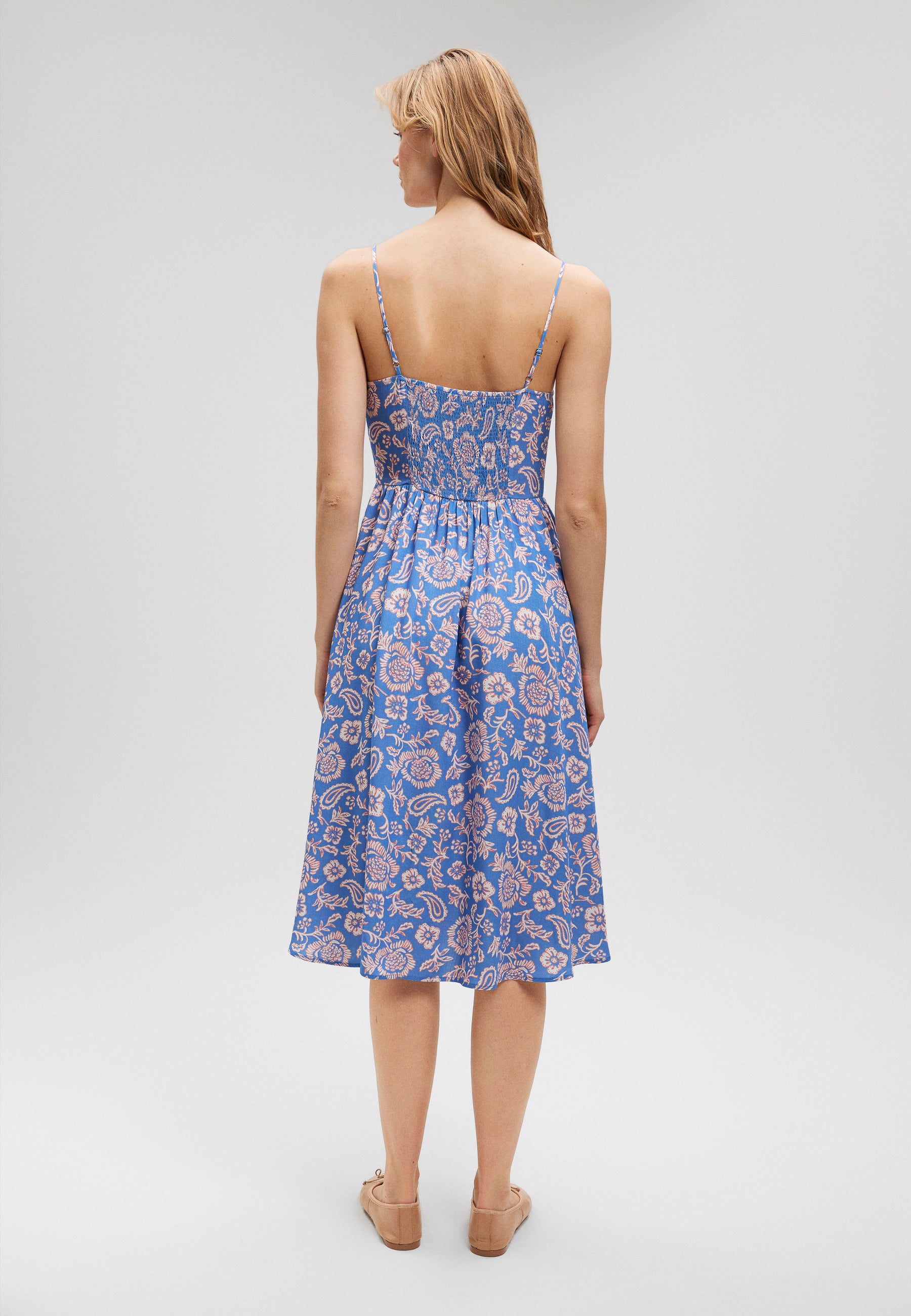 Button Up Dress in Blue Paisley Print Dresses Mavi   