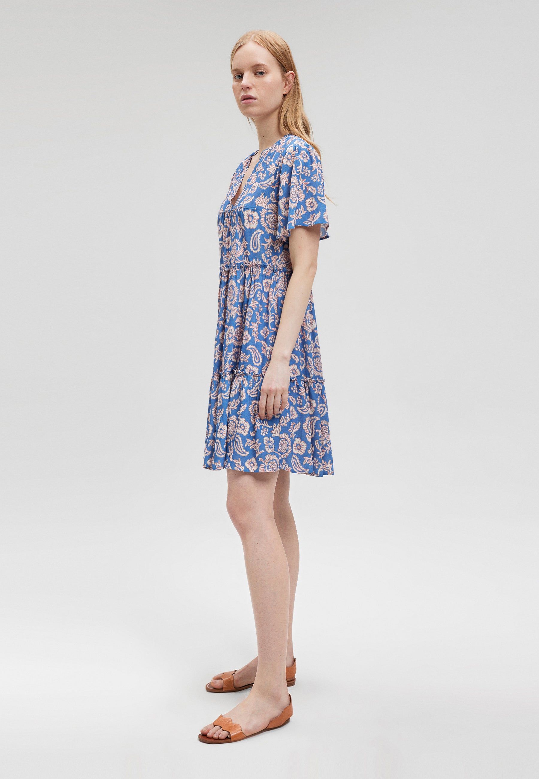 Easy Mini Dress in Blue Paisley Print Dresses Mavi   