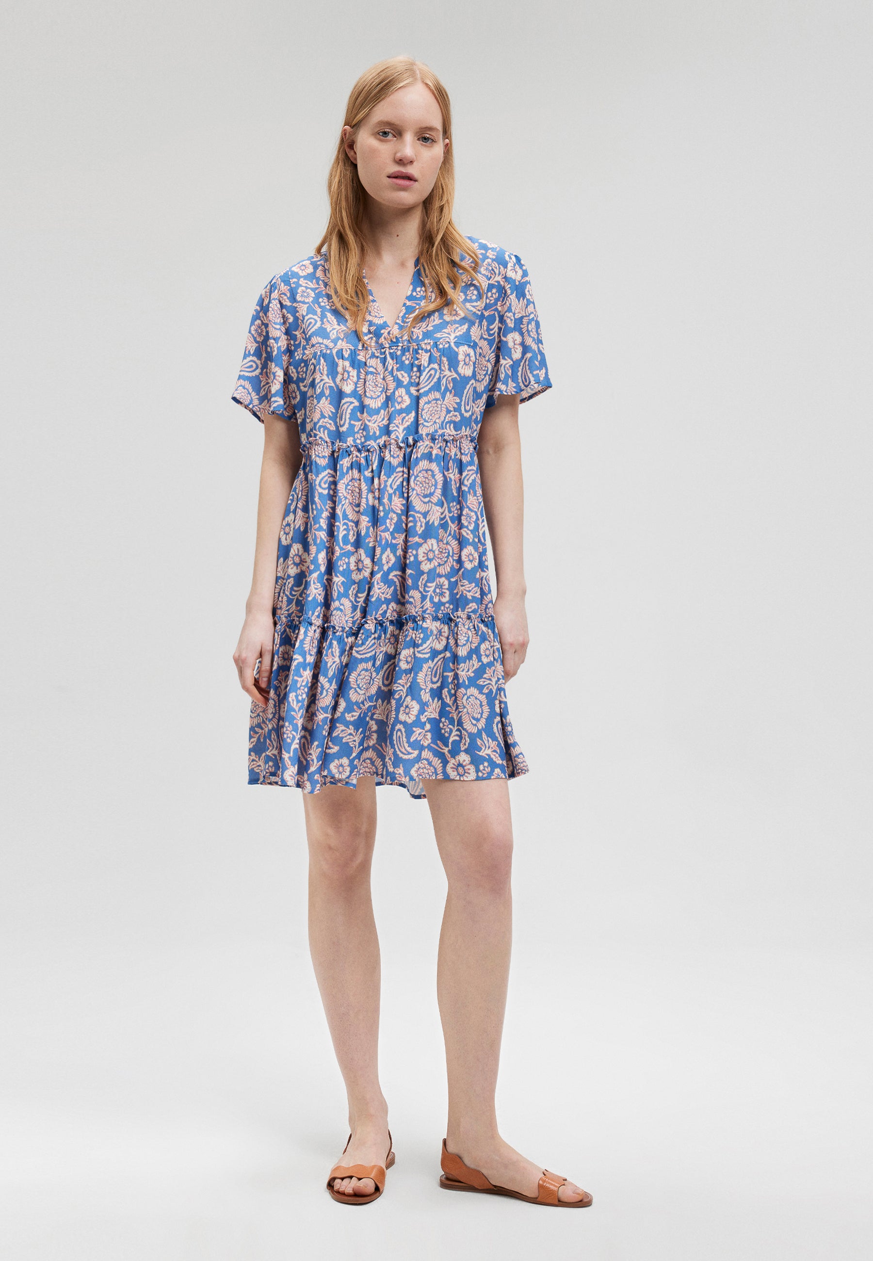 Easy Mini Dress in Blue Paisley Print Dresses Mavi   