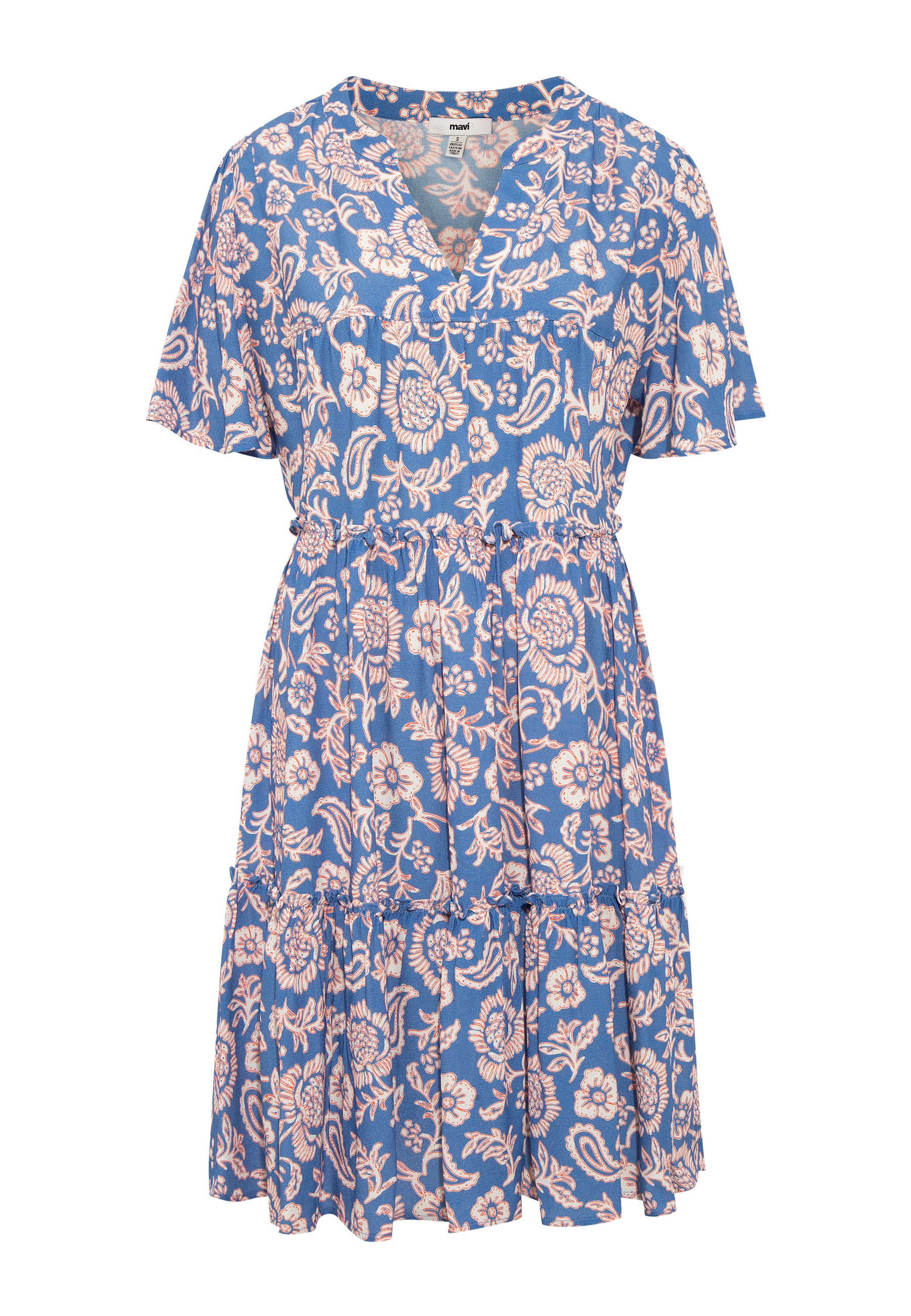 Easy Mini Dress in Blue Paisley Print Dresses Mavi   