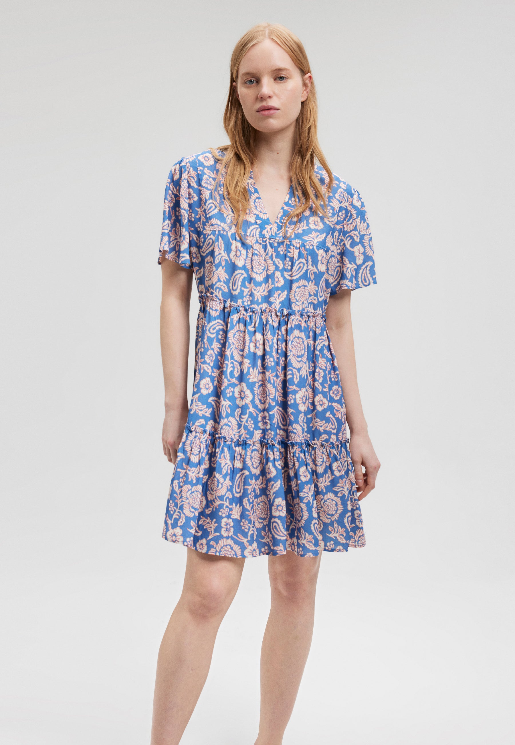 Easy Mini Dress in Blue Paisley Print Dresses Mavi   