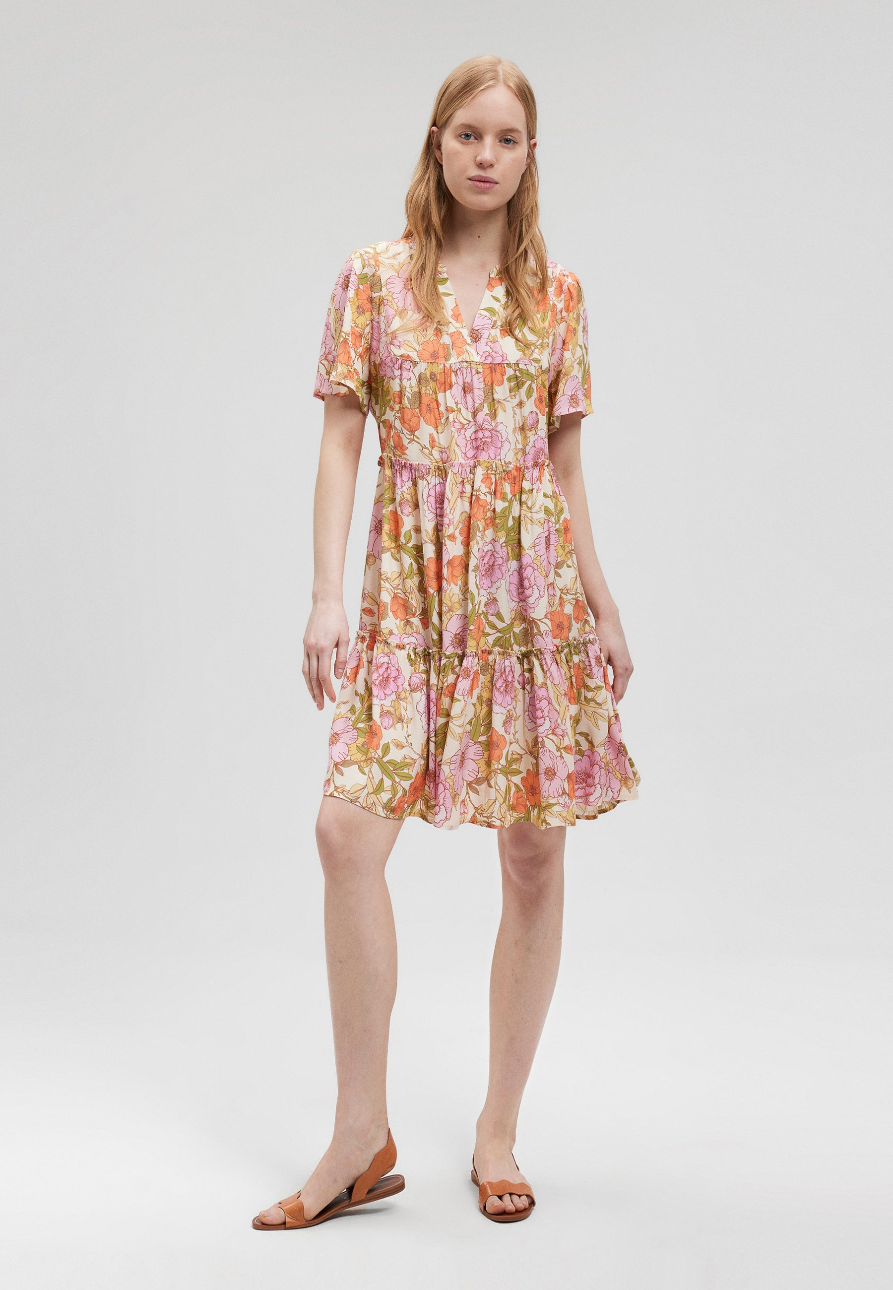 Easy Mini Dress in Pink Rose Print Dresses Mavi   