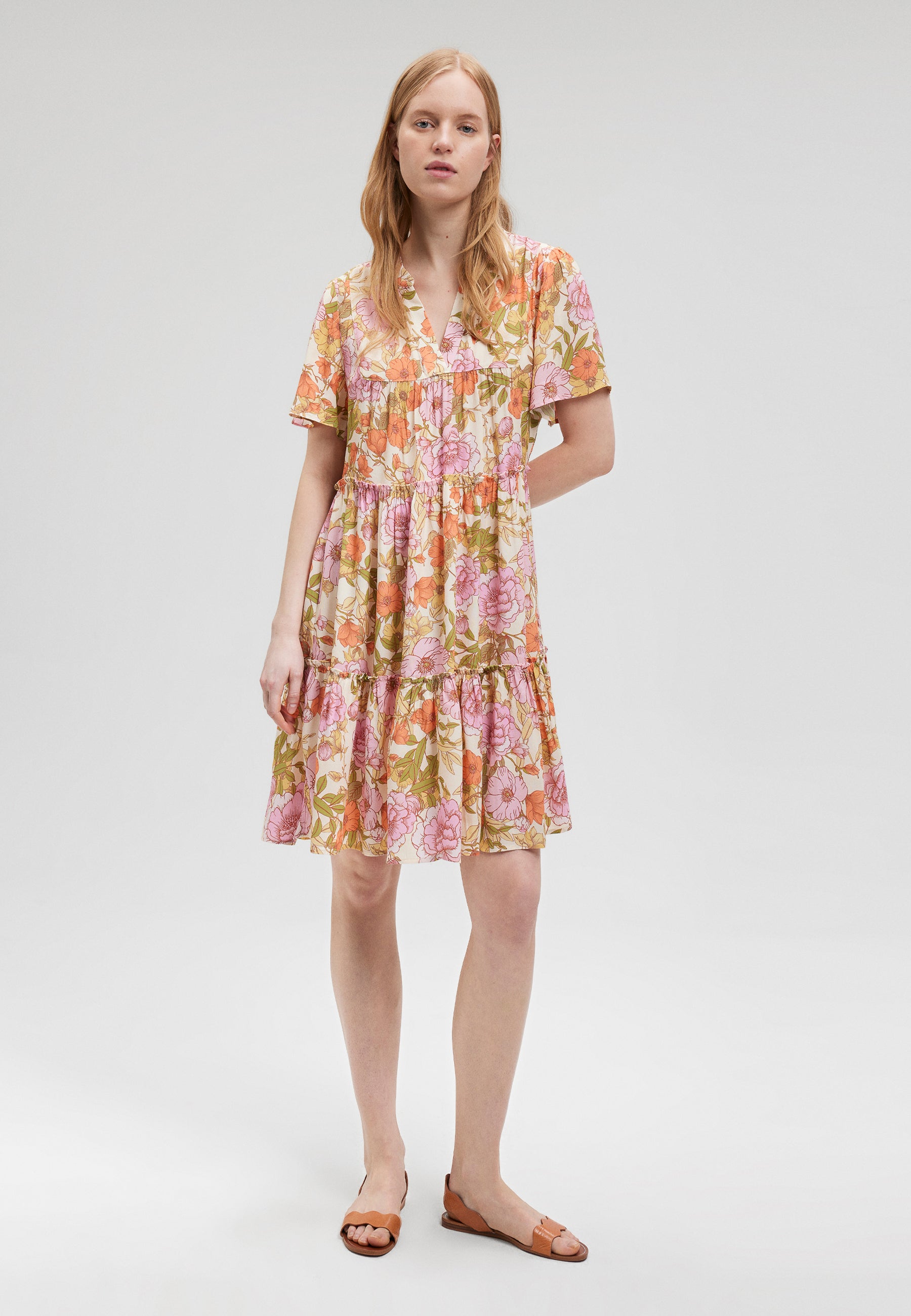 Easy Mini Dress in Pink Rose Print Dresses Mavi   