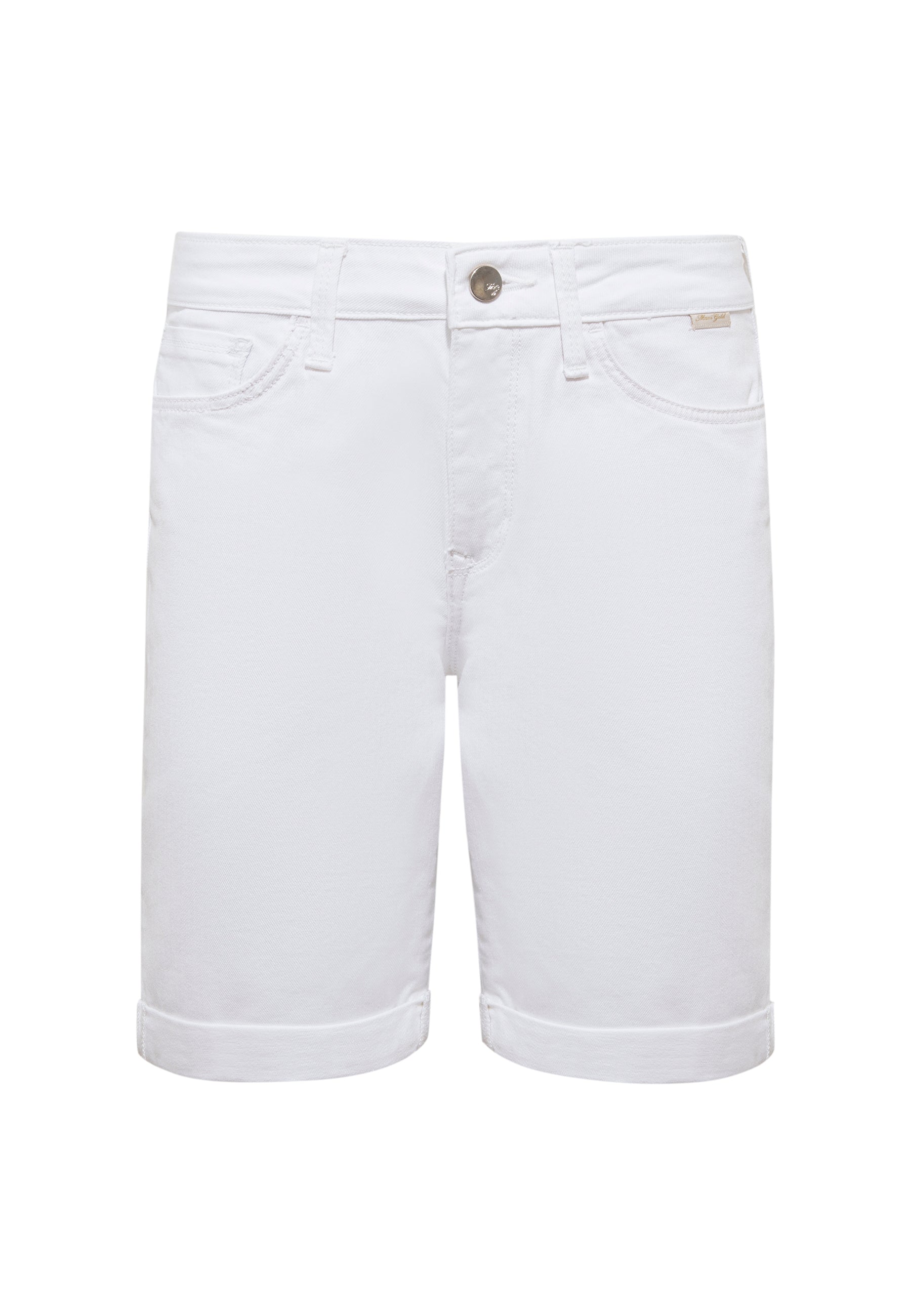 Alexis in white gold denim shorts Mavi