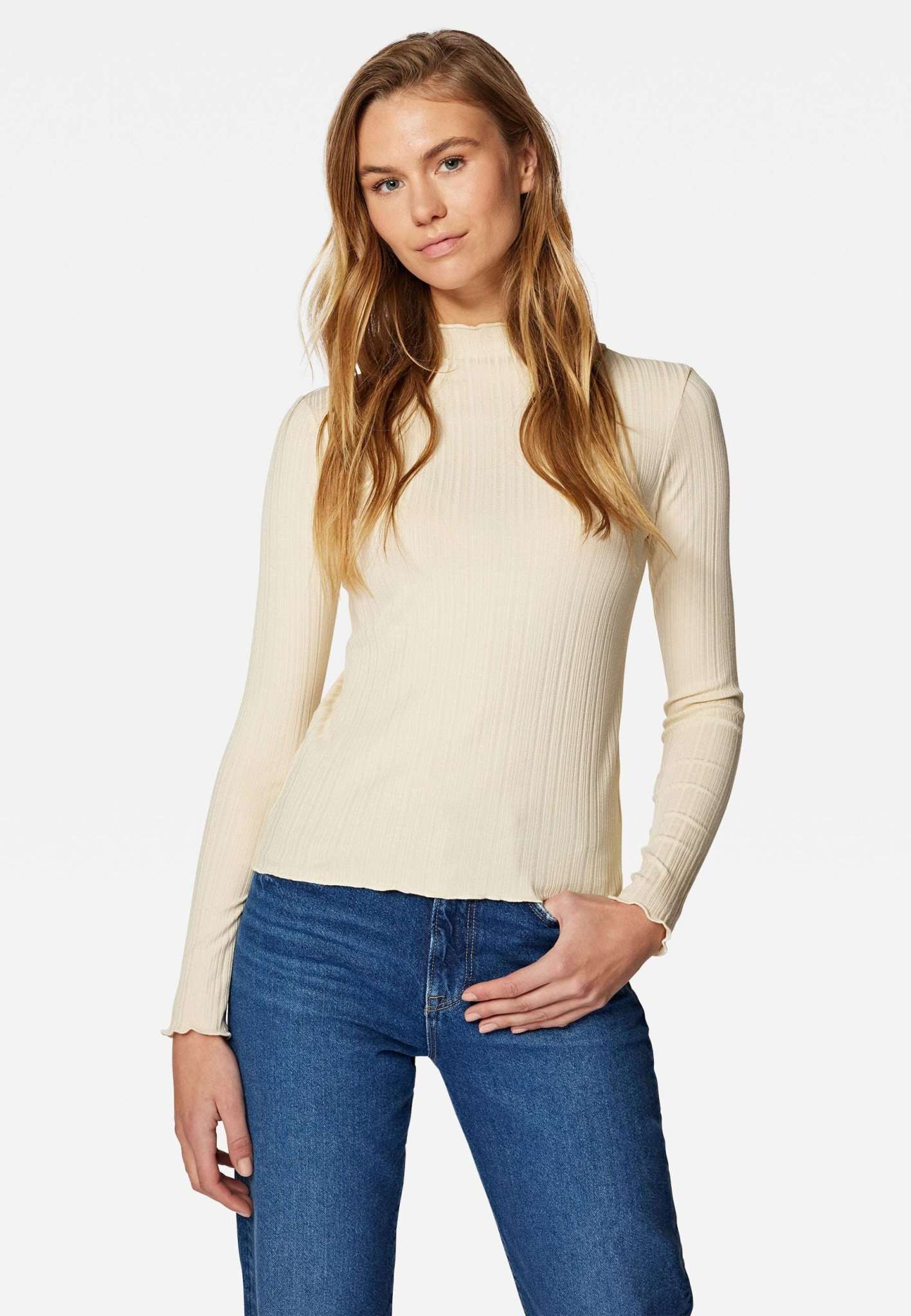 Long Sleeve Top in Cloud Cream Shirts Mavi   