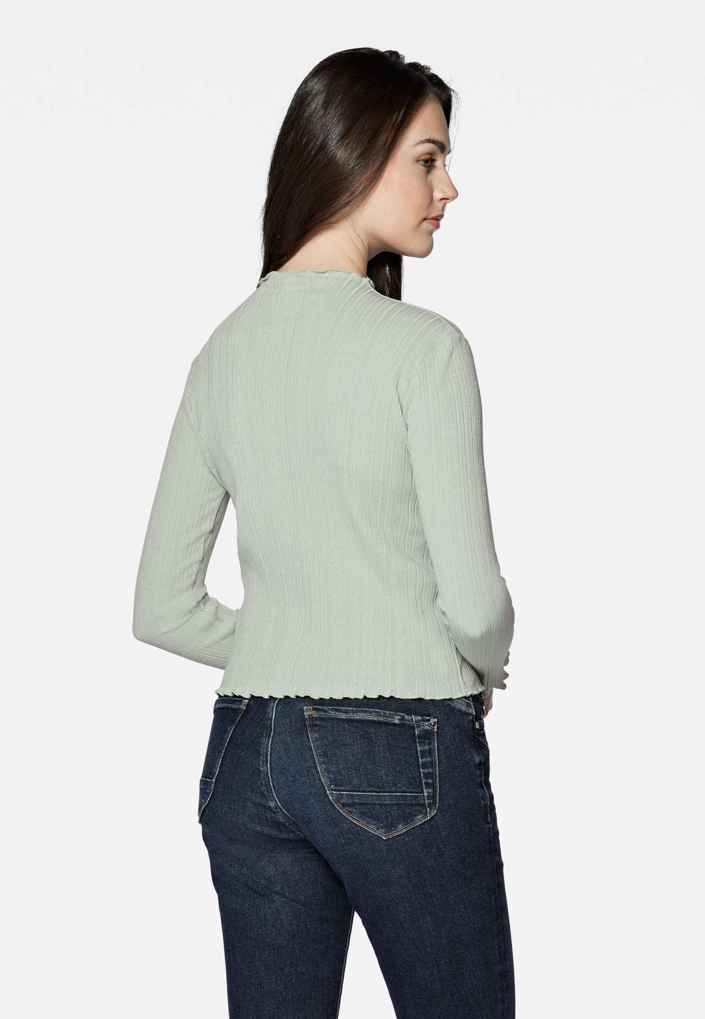 Long Sleeve Top in Aqua Gray Shirts Mavi   