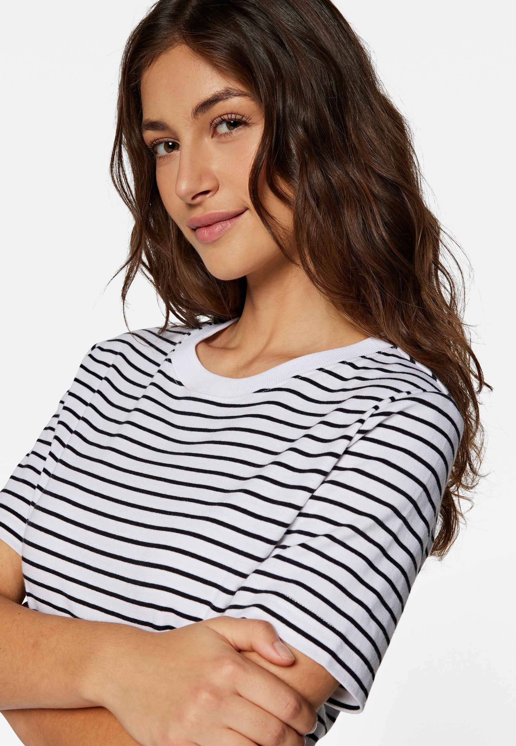 Crew Neck T-Shirt in Black Stripe T-Shirts Mavi   