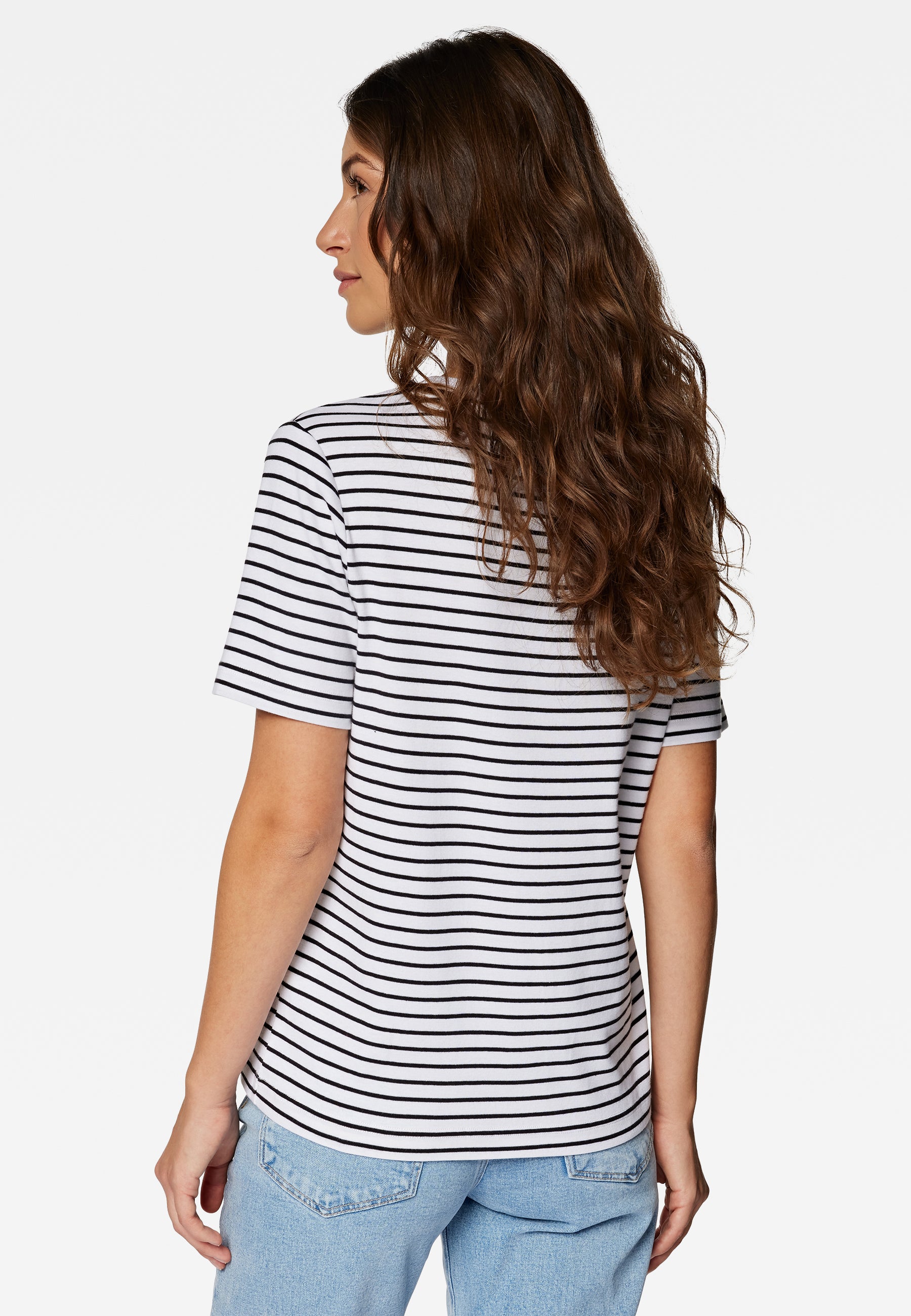 Crew Neck T-Shirt in Black Stripe T-Shirts Mavi   