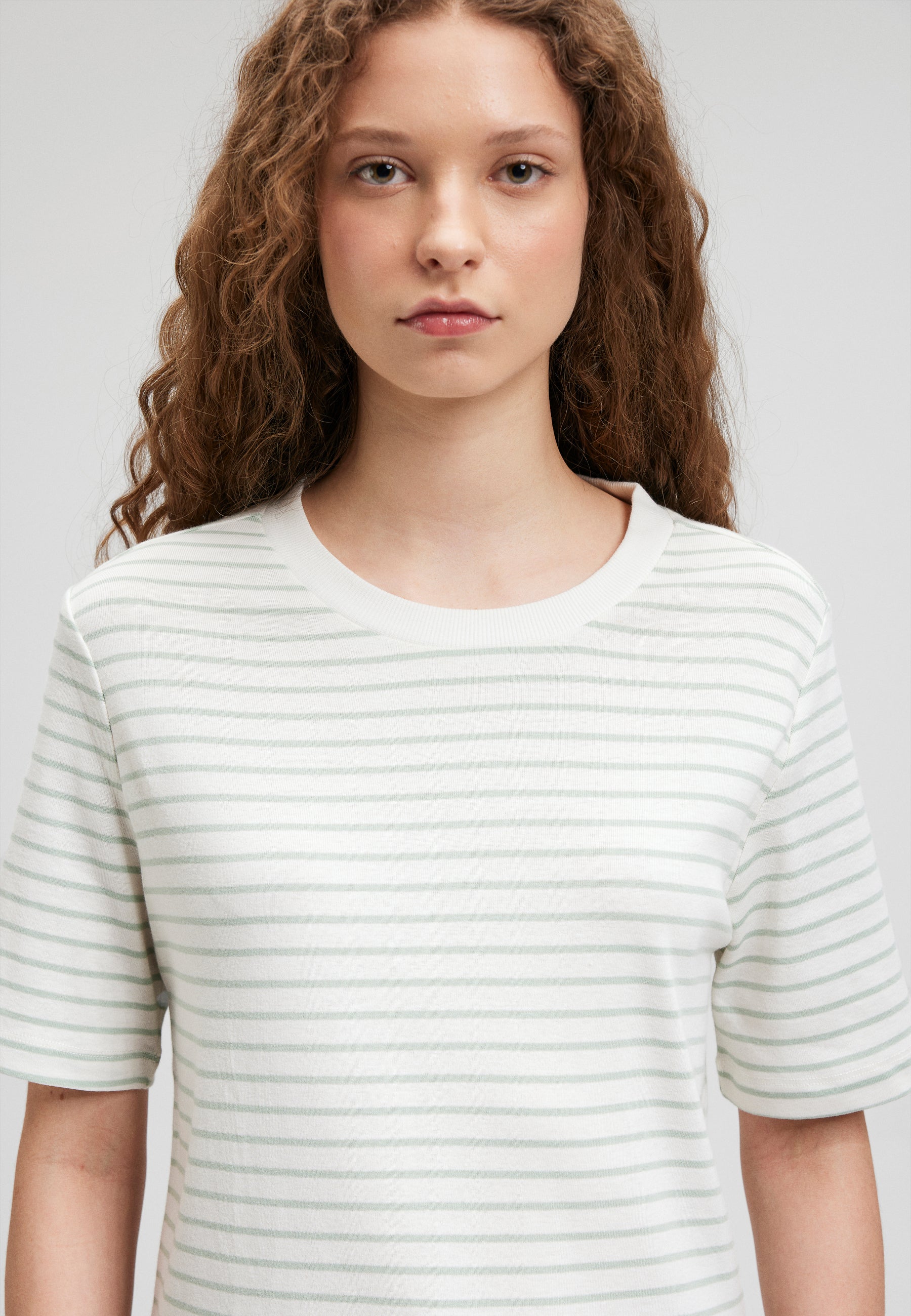 Crew Neck T-Shirt in Jadeite Stripe T-Shirts Mavi   