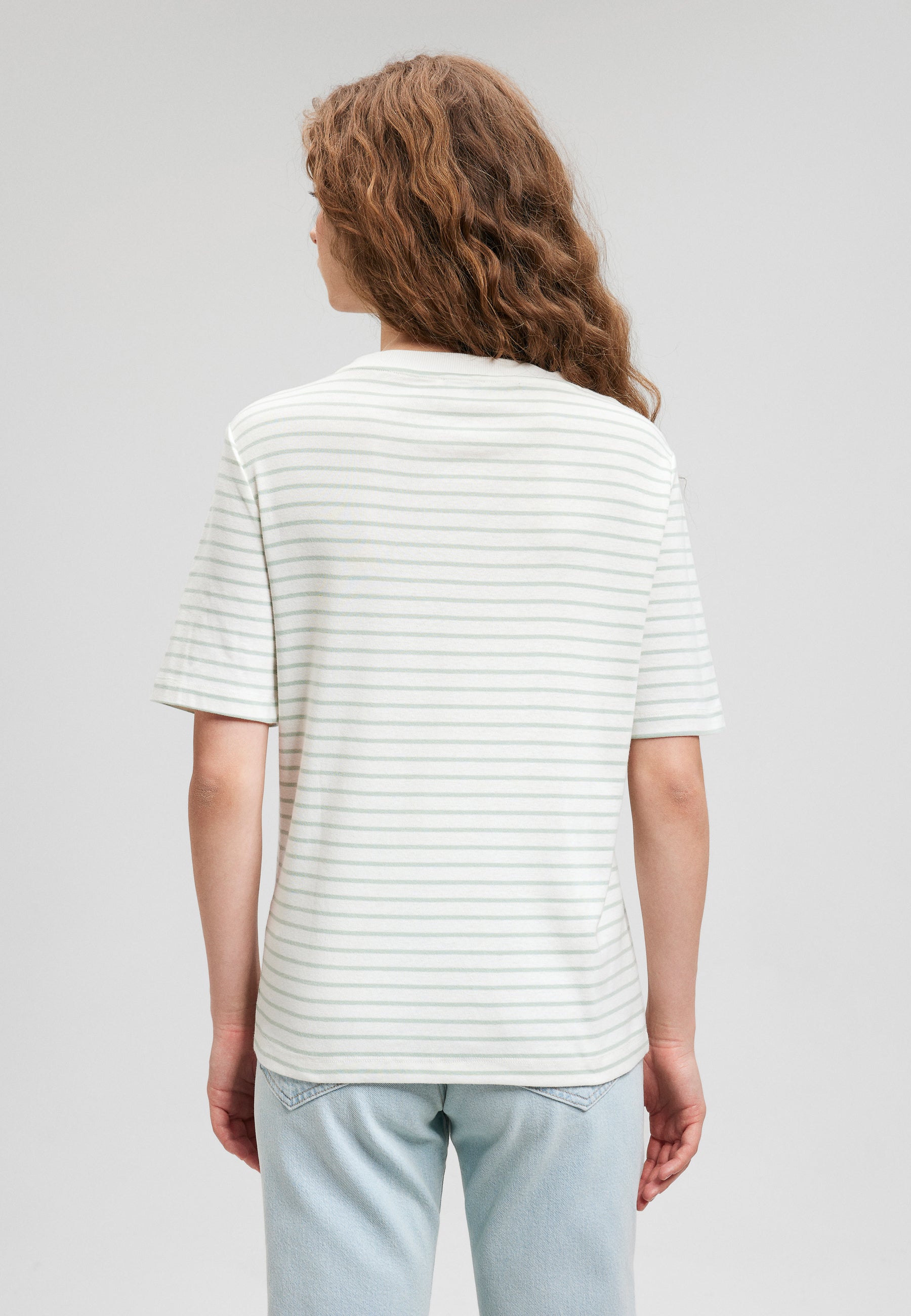 Crew Neck T-Shirt in Jadeite Stripe T-Shirts Mavi   