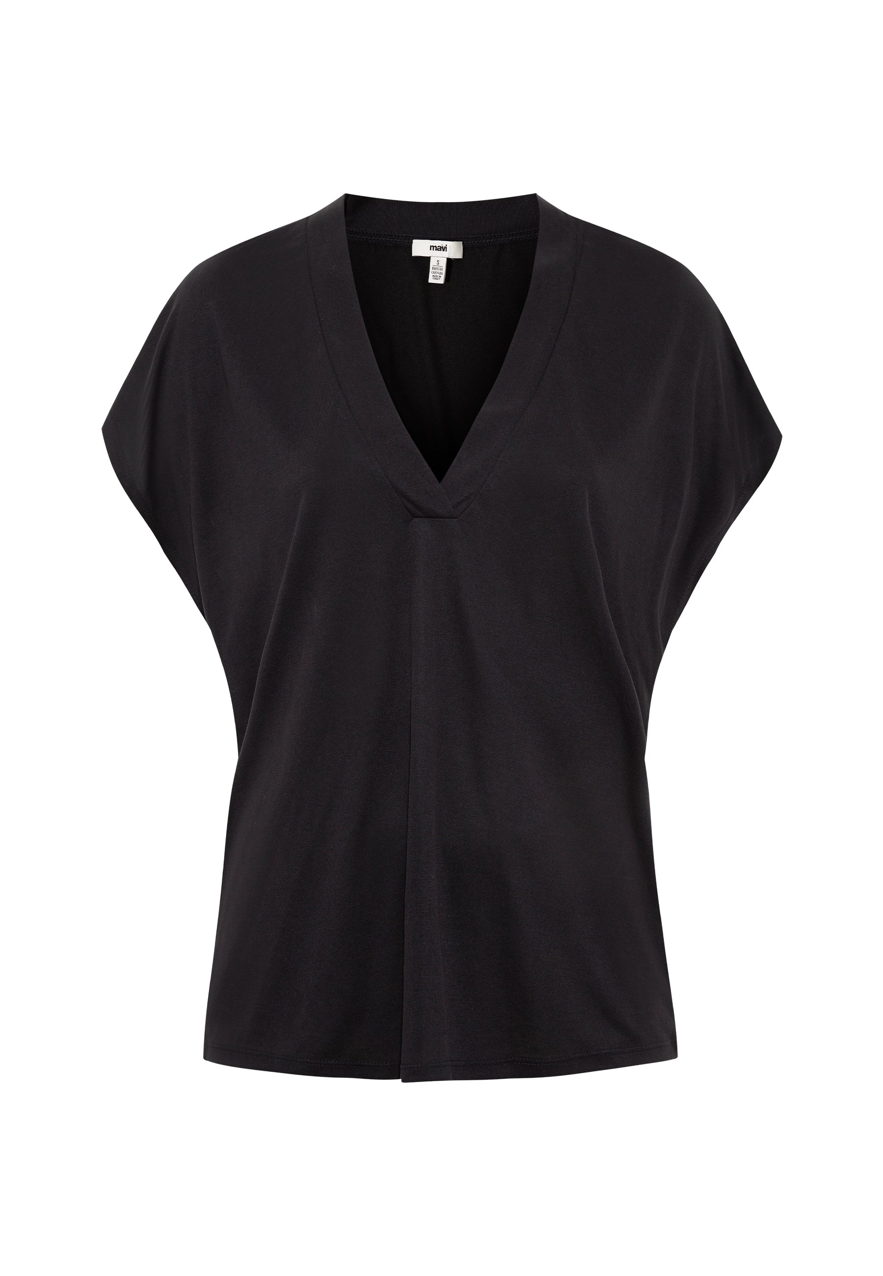 V Neck Jersey in Black T-Shirts Mavi   