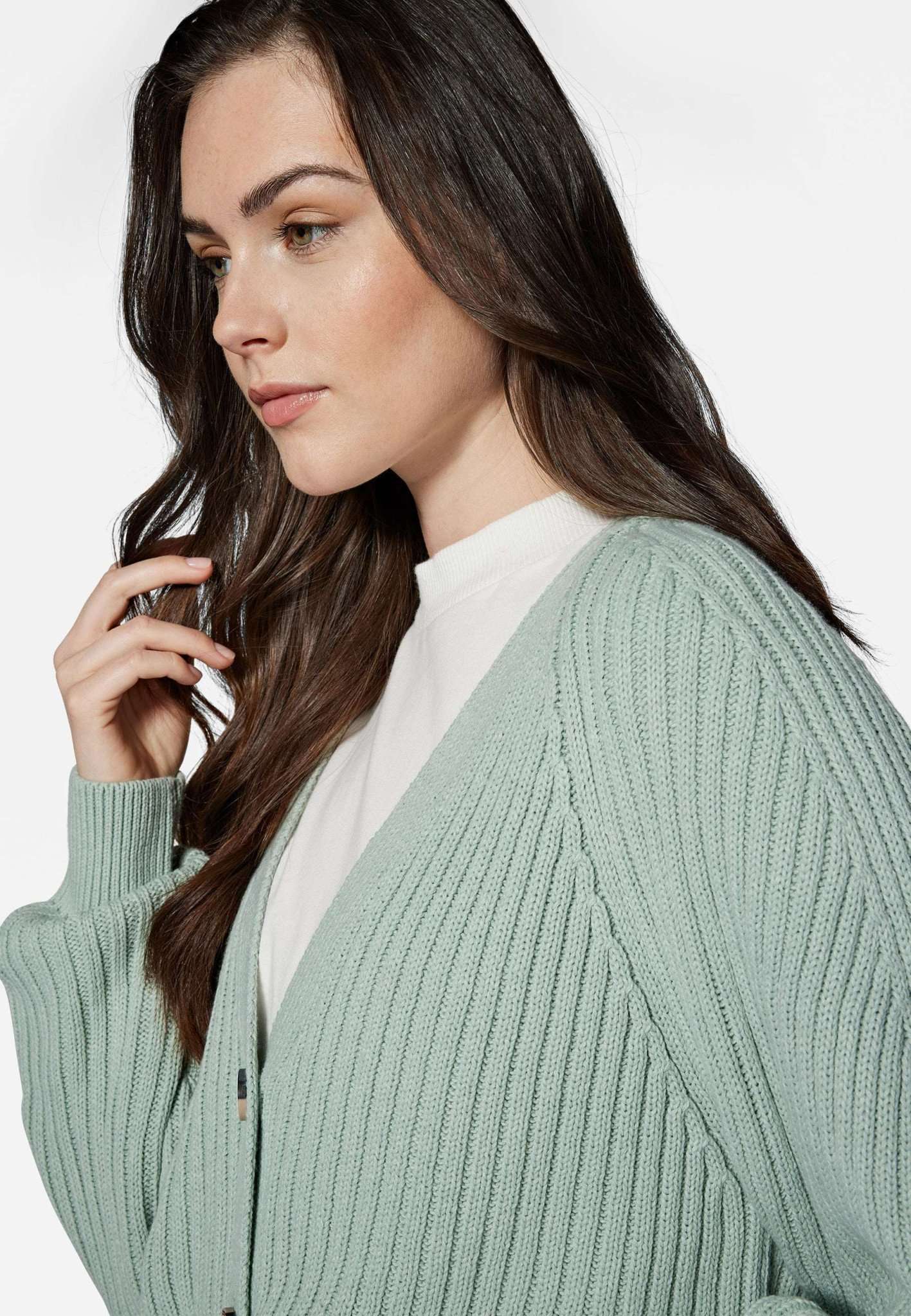 Stitch Detailed Cardigan in Aqua Gray Jackets Mavi   