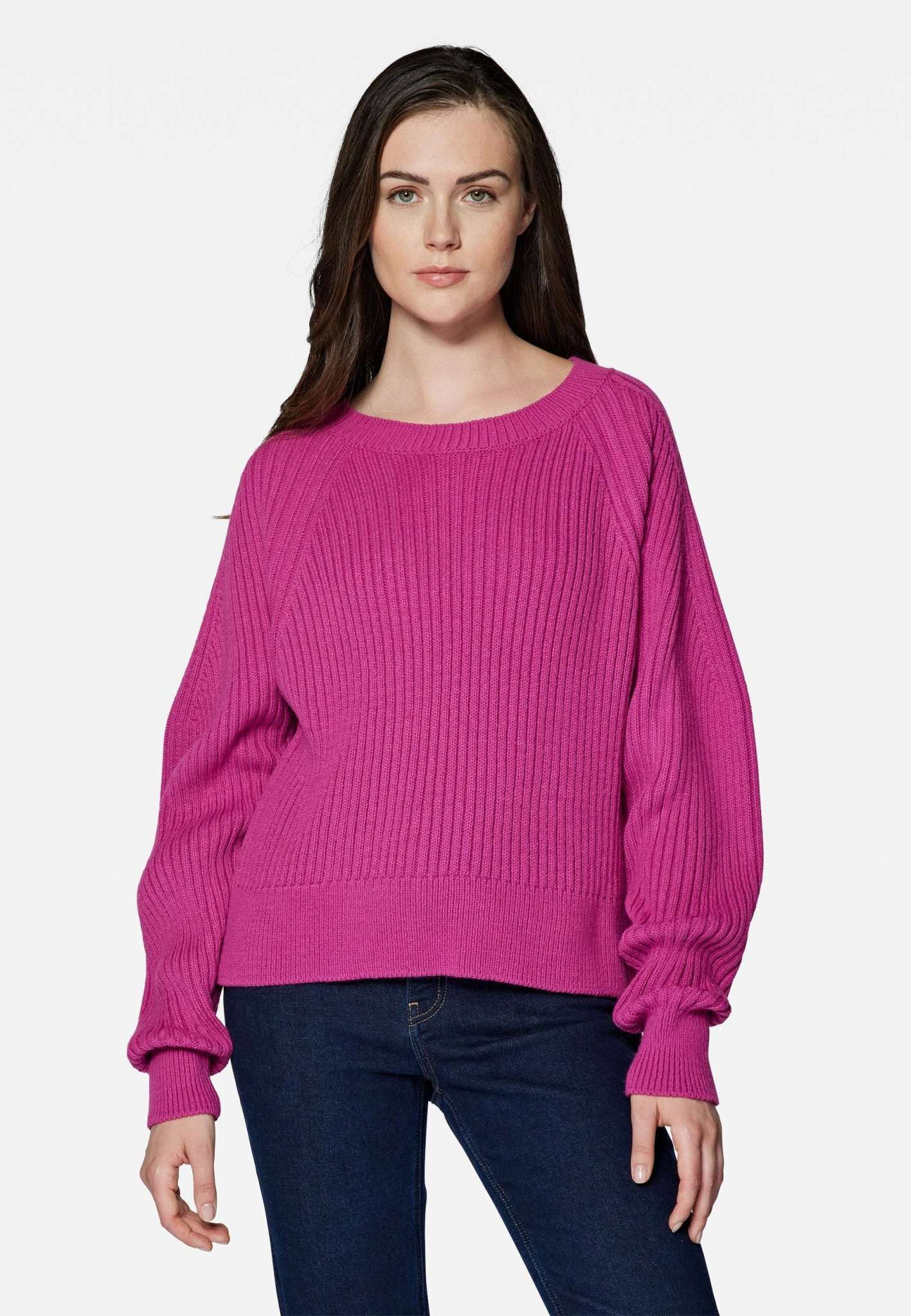 Crew Neck Sweater in Fuchsia Red Sweater Mavi   