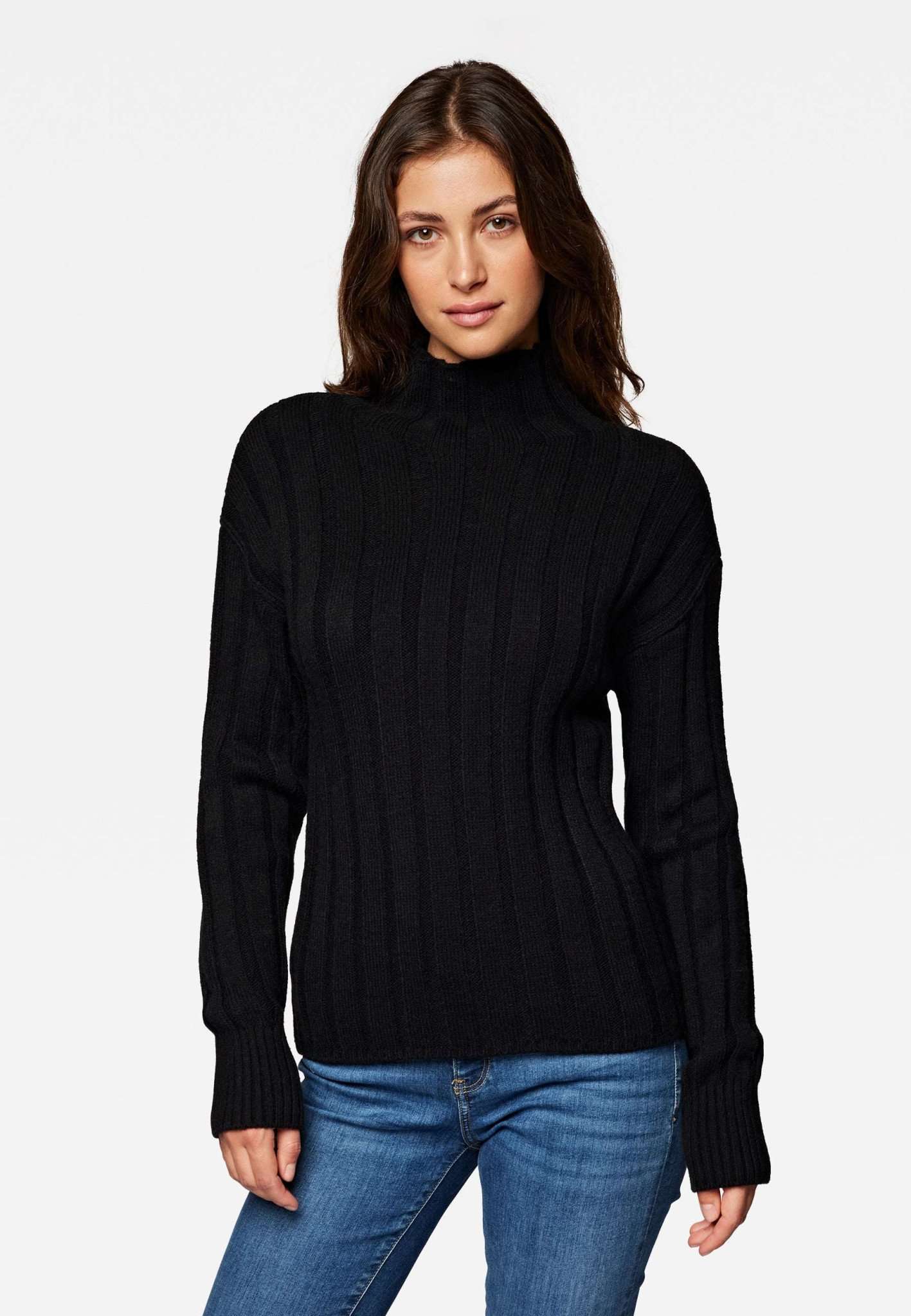 High Neck Sweater in Black Sweater Mavi   