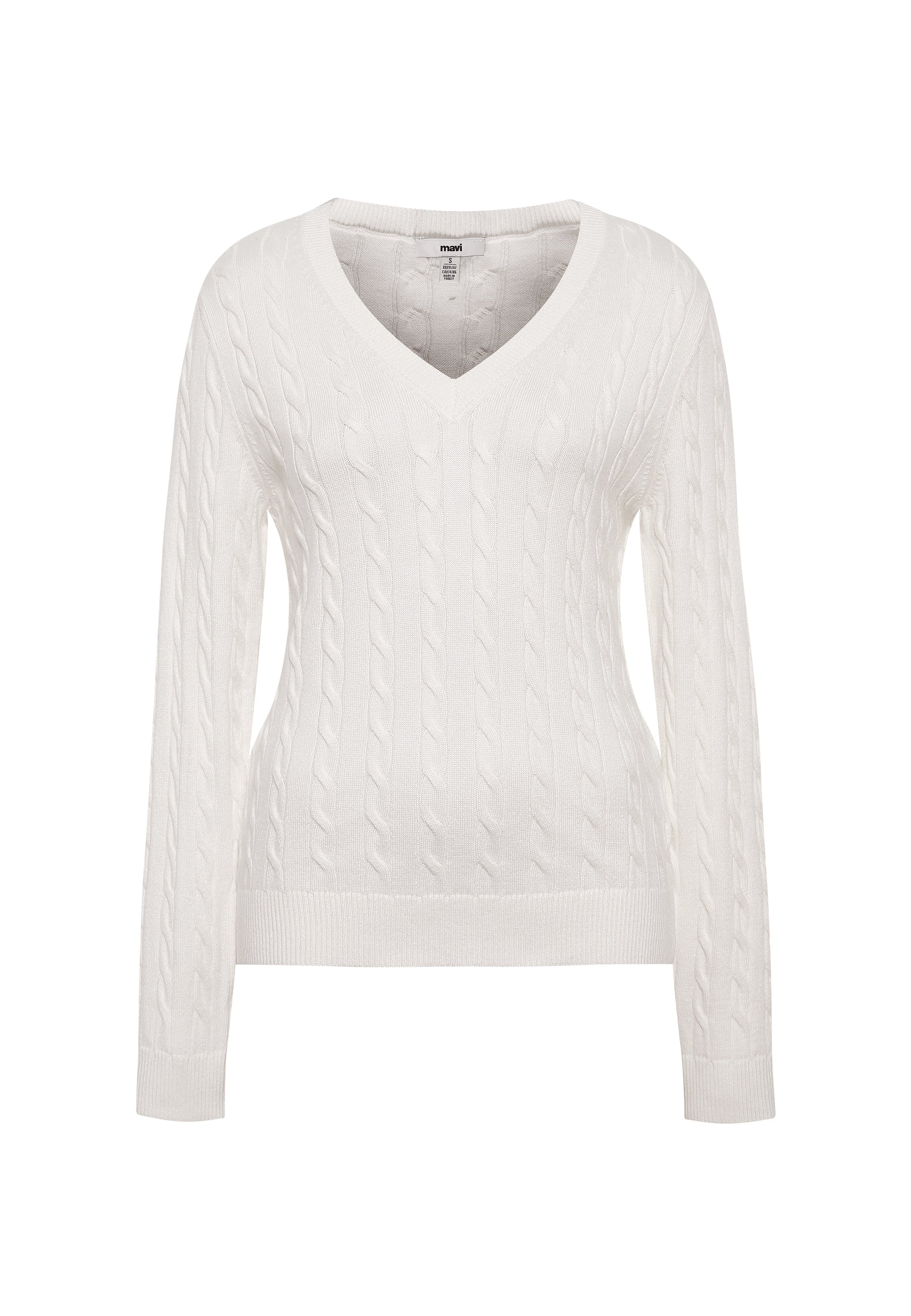 V-Neck Sweater in Antique White Sweater Mavi   