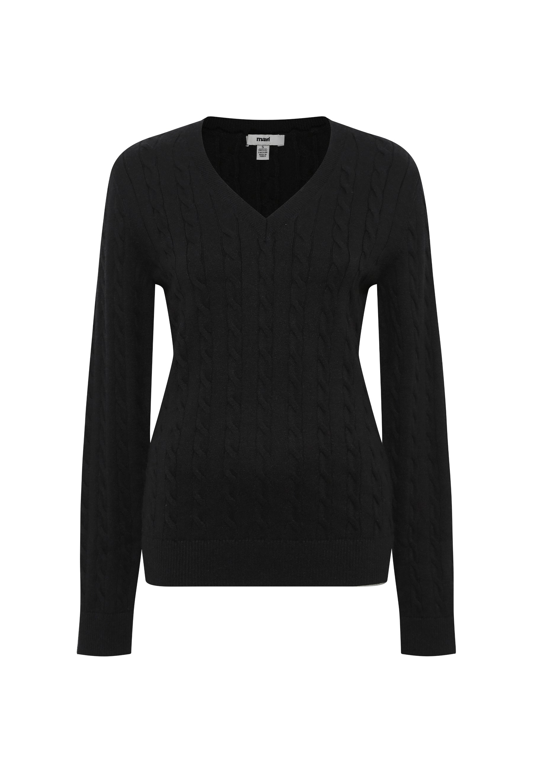 V-Neck Sweater in Black Sweater Mavi   