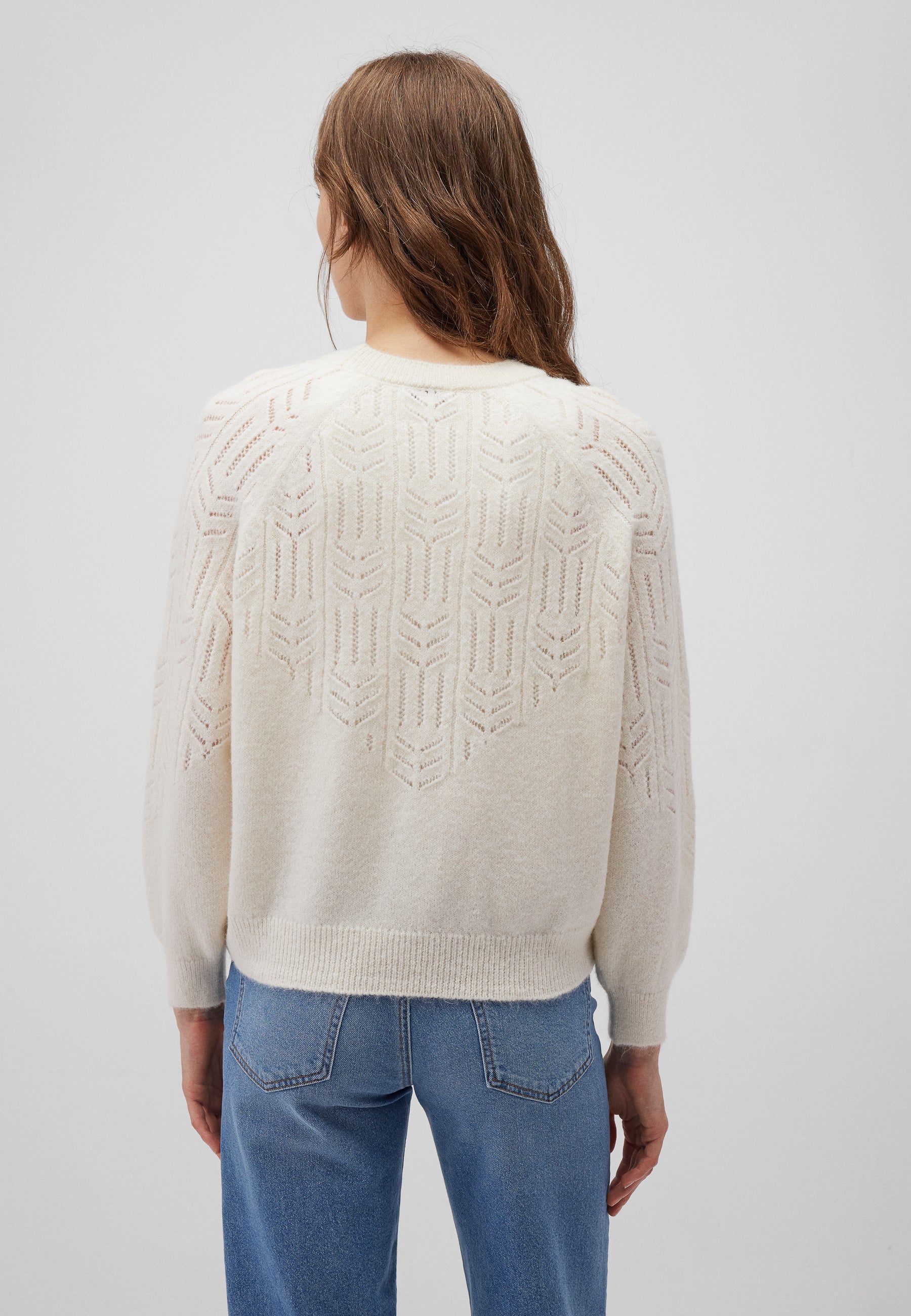 Crew Neck Sweater in Antique White Sweater Mavi   