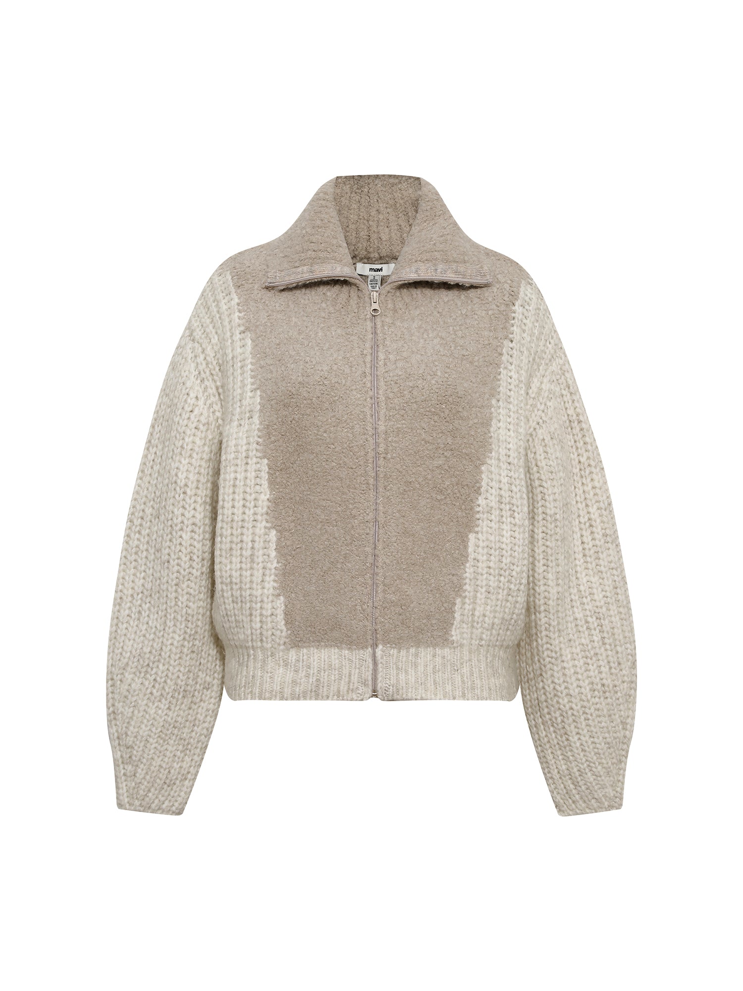 Zip Cardigan in Pumice Stone Cardigans Mavi   