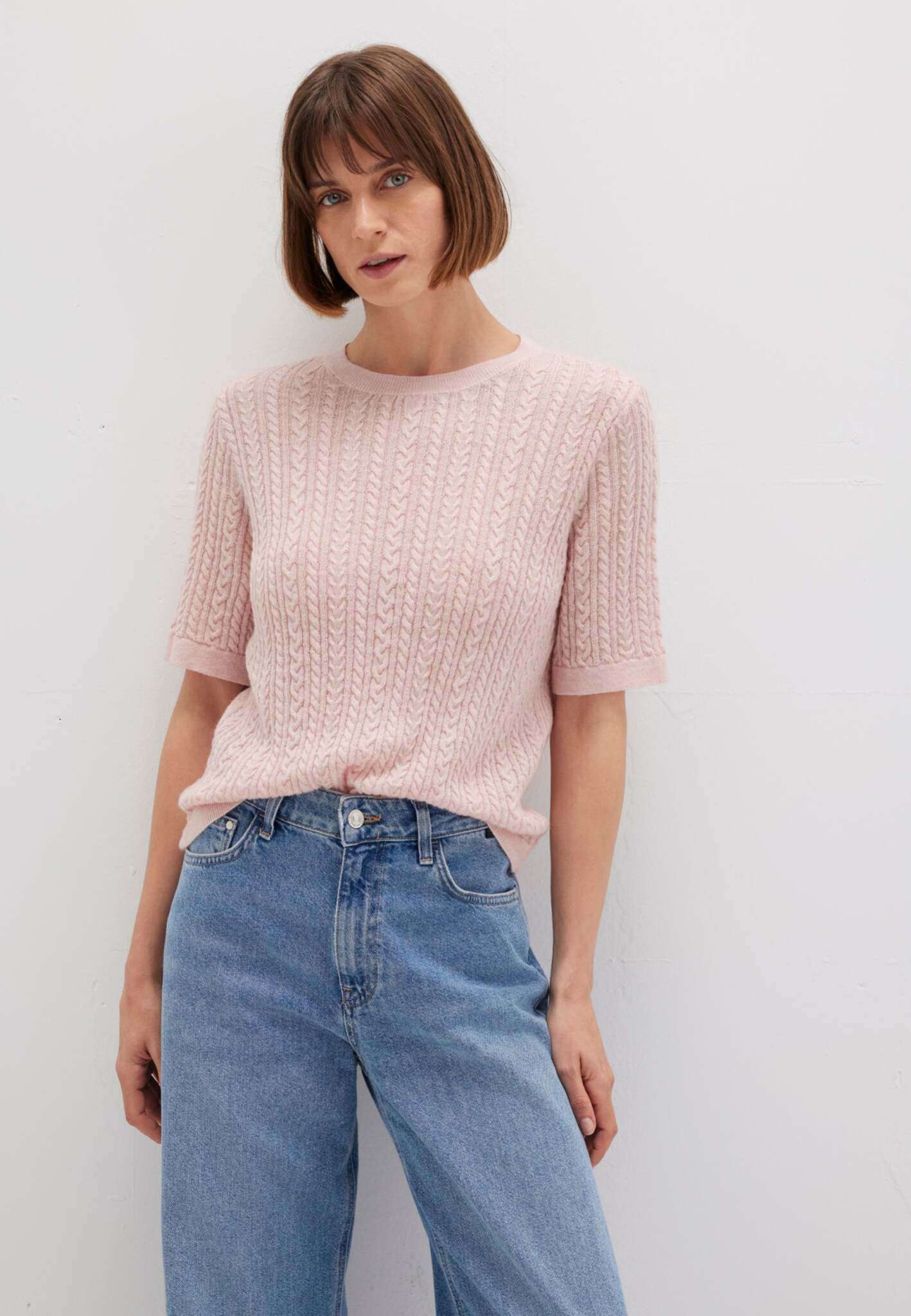 Short Sleeve Tricot in Lotus Melange Sweater Mavi