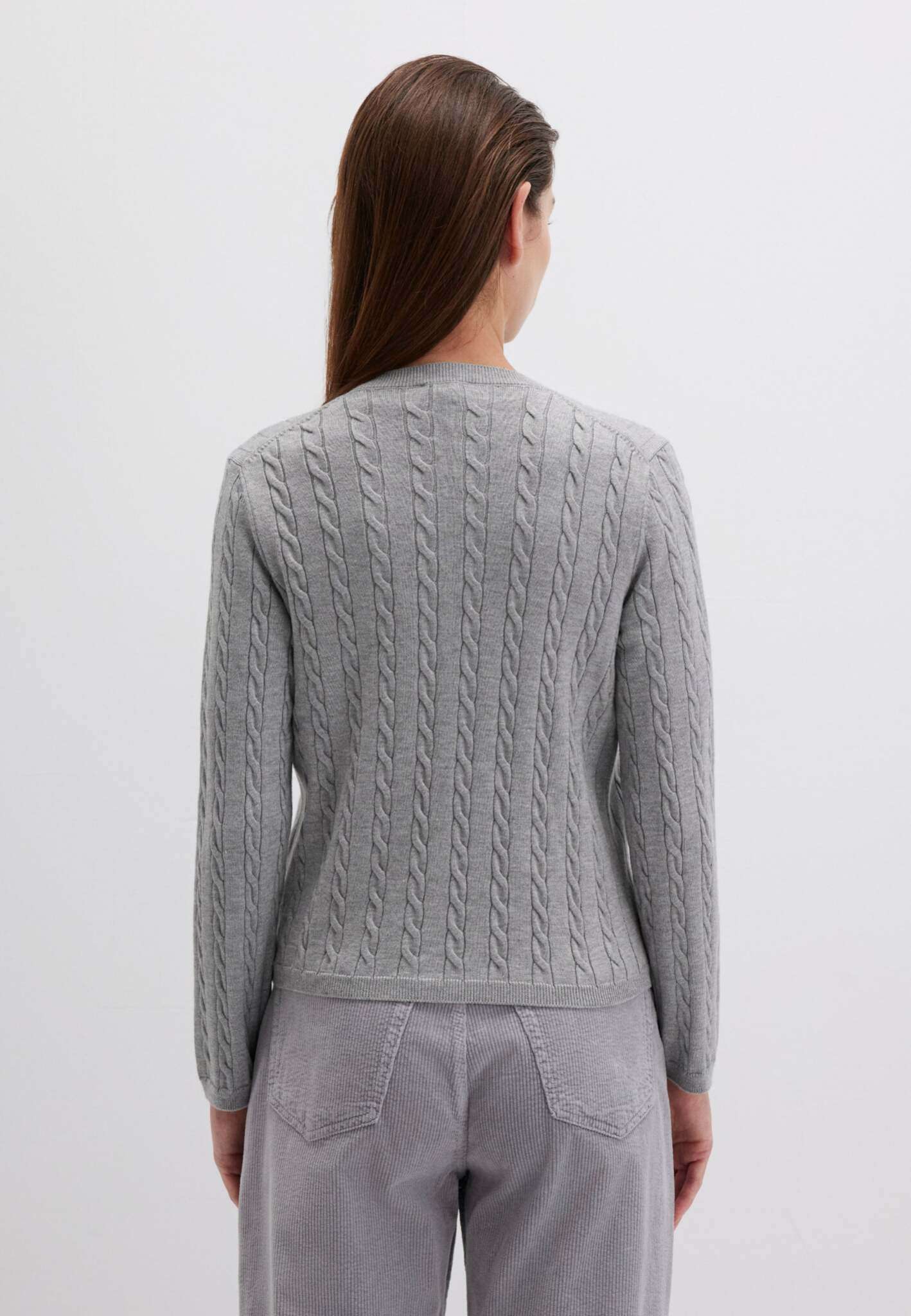 Button Short Cardigan in Mid Grey Melange Cardigans Mavi