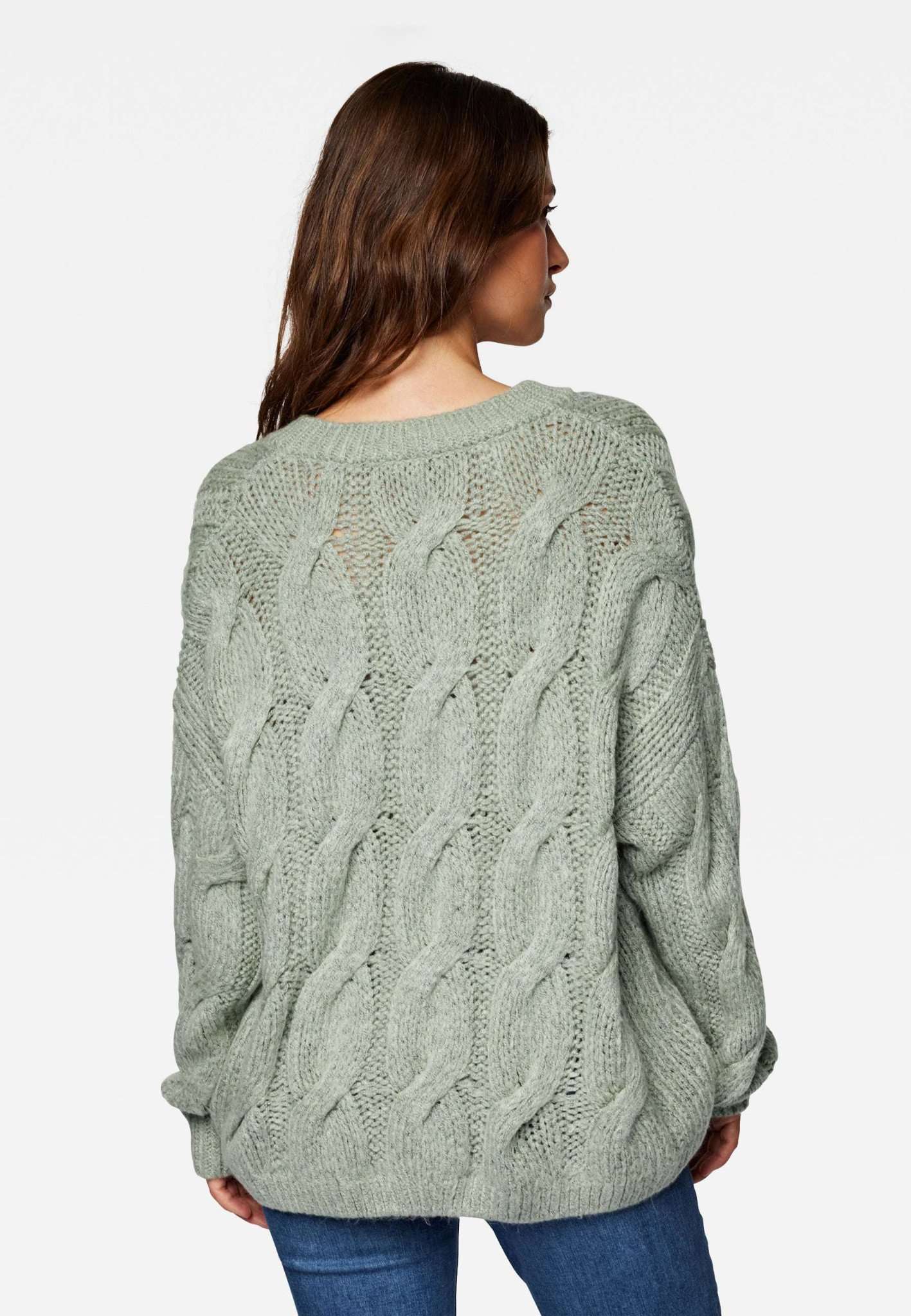 V Neck Sweater in Aqua Gray Sweater Mavi   