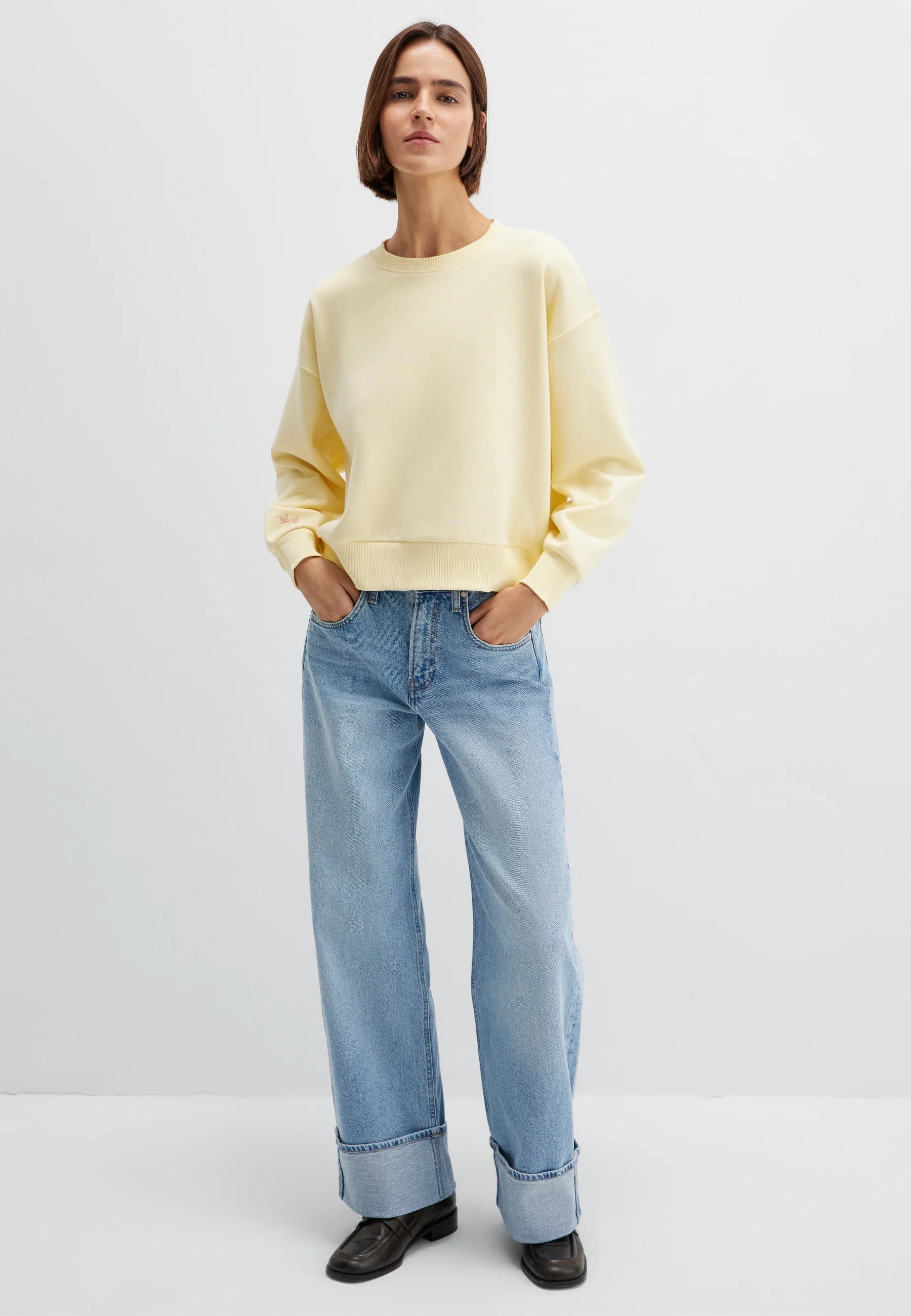 Crew Neck Sweatshirt in Double Cream