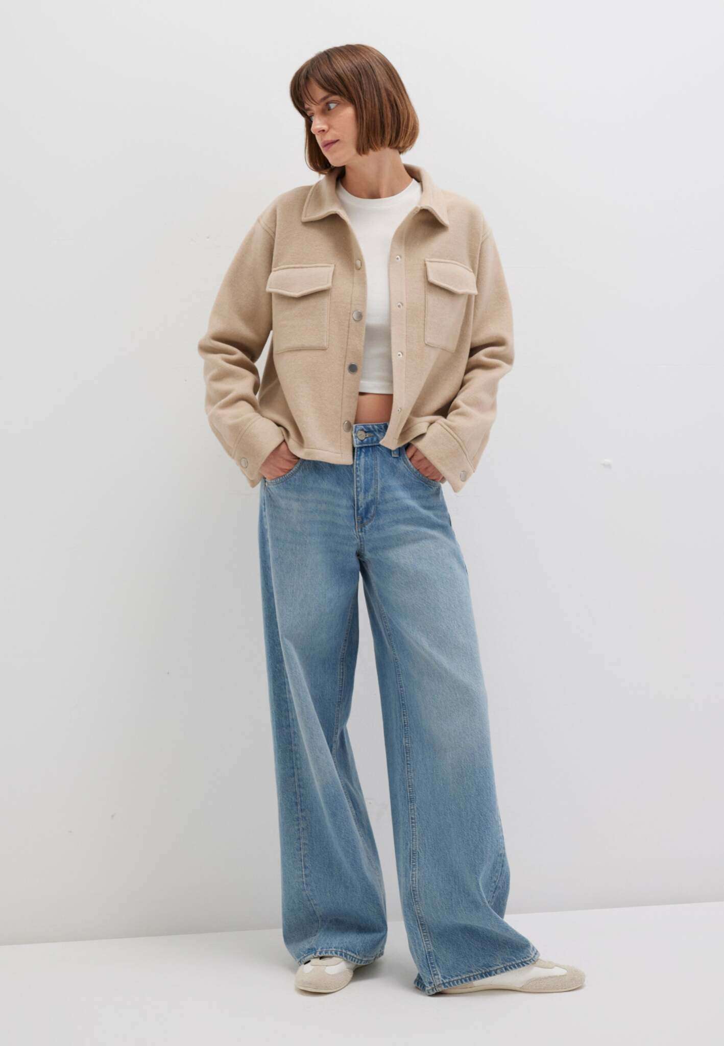 Button sweatshirt in Cobblestone Melange Jackets Mavi