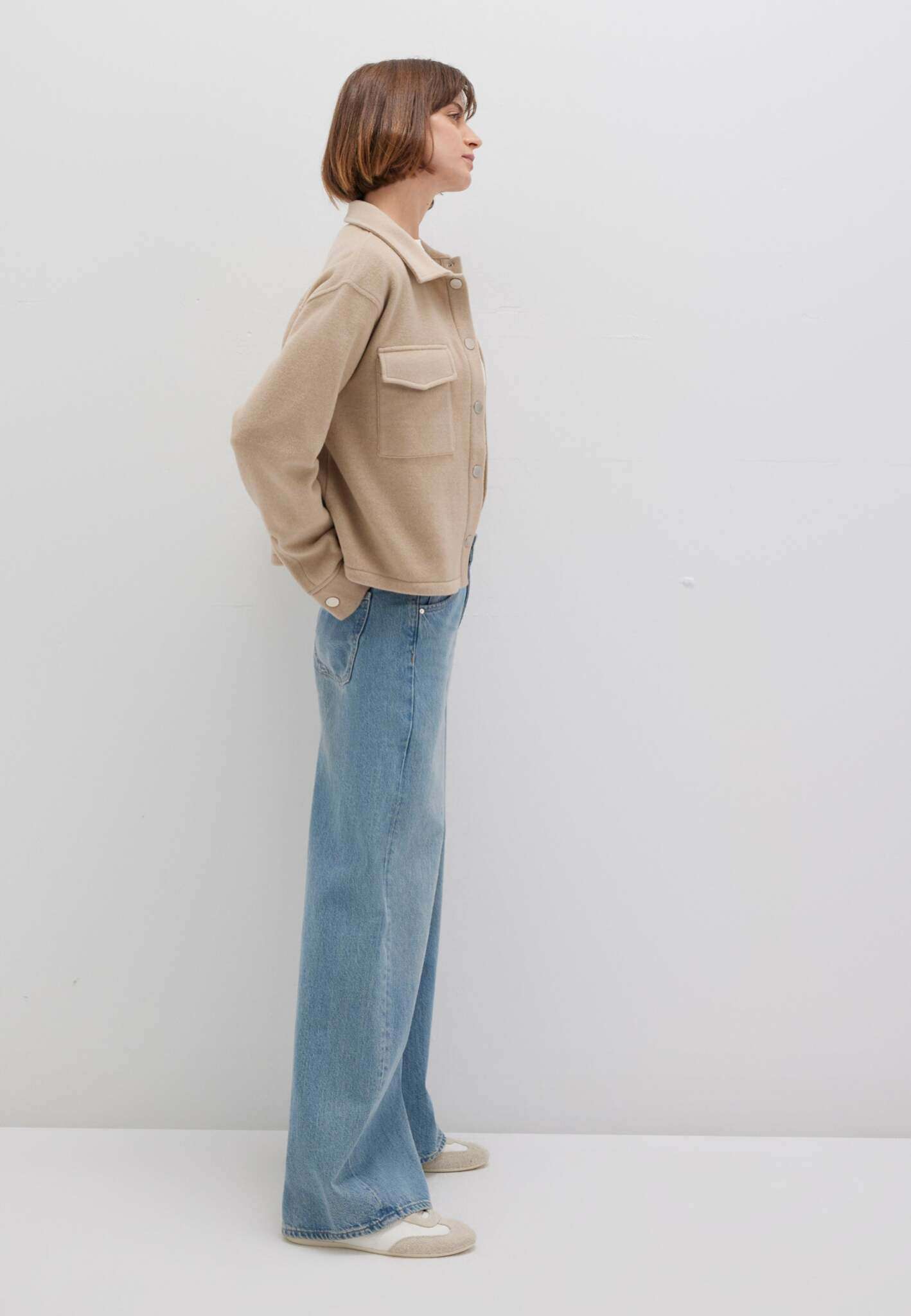 Button sweatshirt in Cobblestone Melange Jackets Mavi