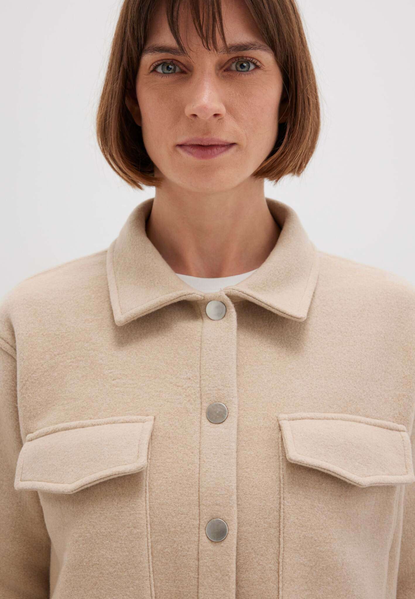 Button sweatshirt in Cobblestone Melange Jackets Mavi