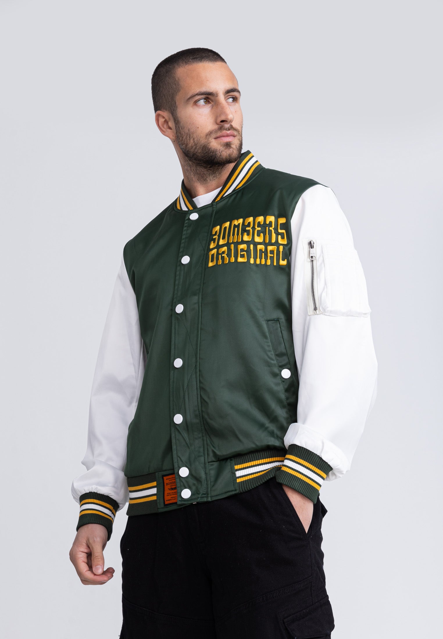 March M bomber jacket in Green/White Jackets Bombers Original   