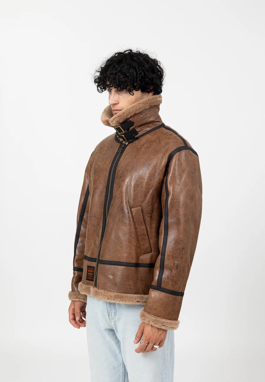 RB3-M leather jacket in brown