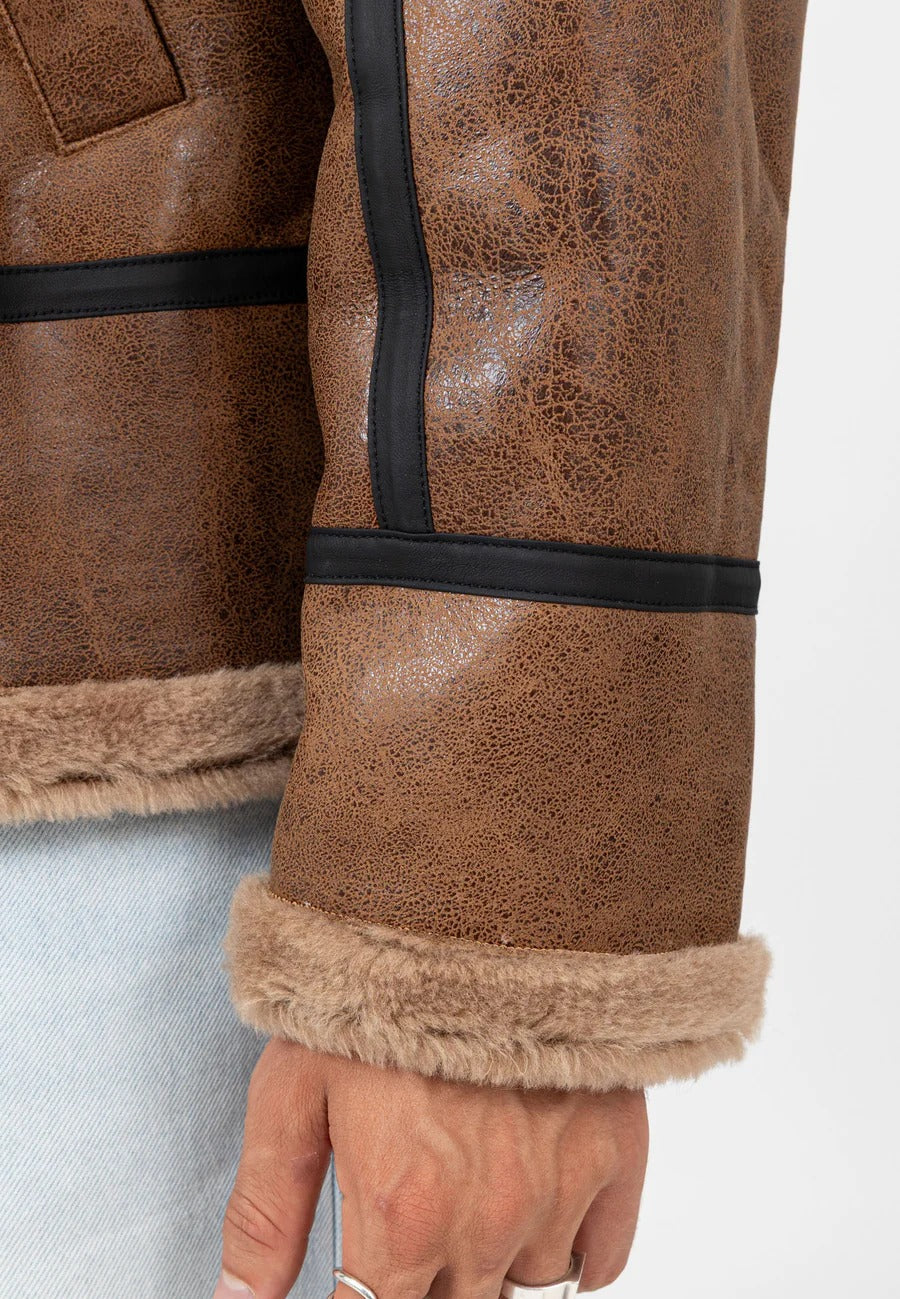 RB3-M leather jacket in brown