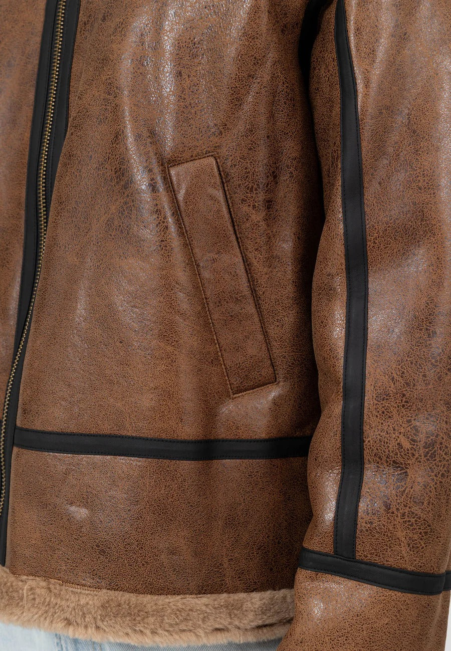 RB3-M leather jacket in brown