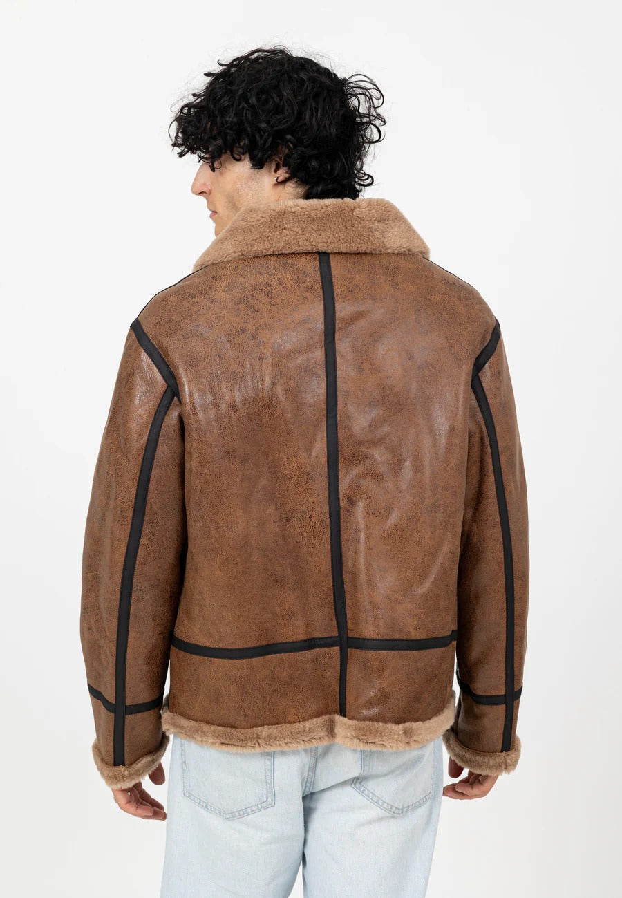 RB3-M leather jacket in brown