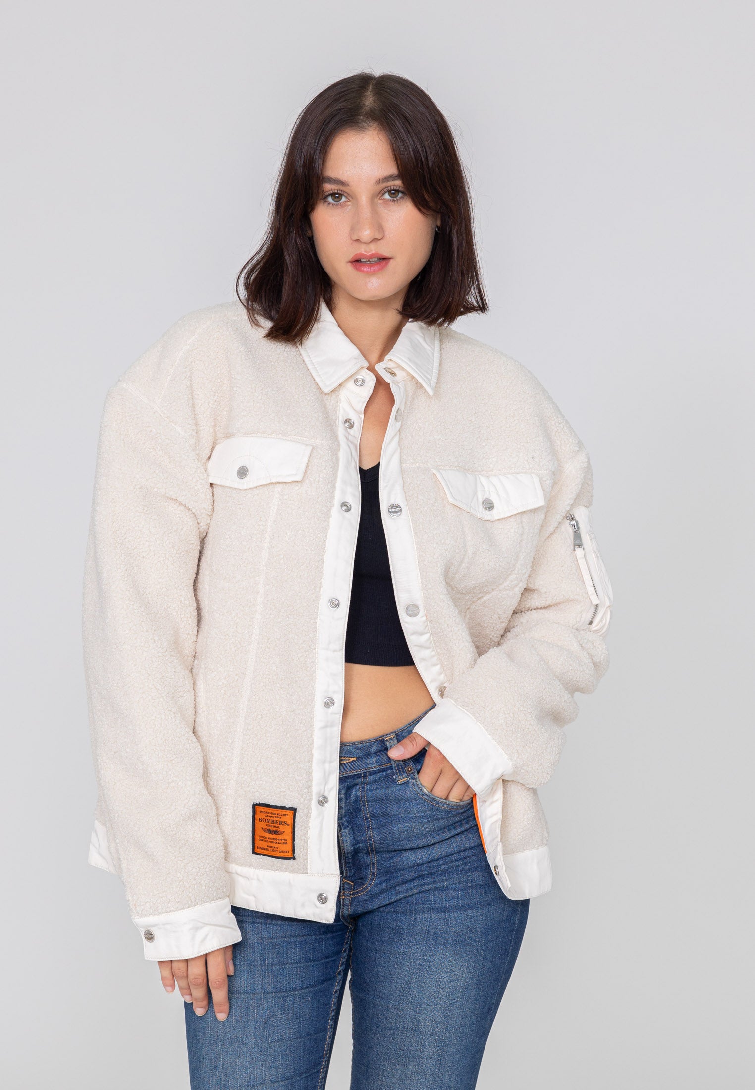 Saratoga U Sherpa jacket in Cream Jackets Bombers Original   