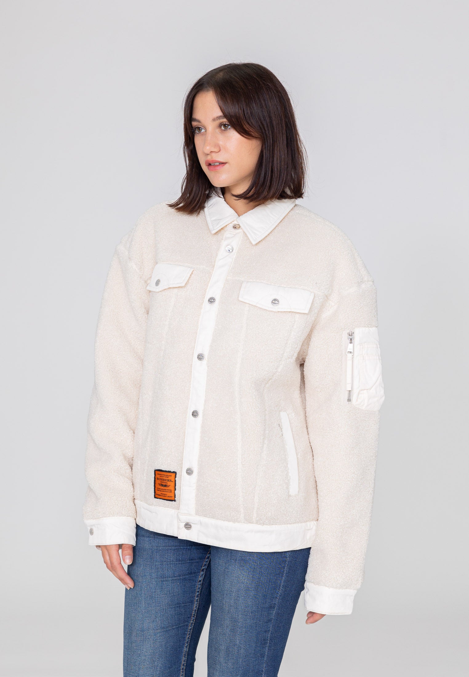 Saratoga U Sherpa jacket in Cream Jackets Bombers Original   