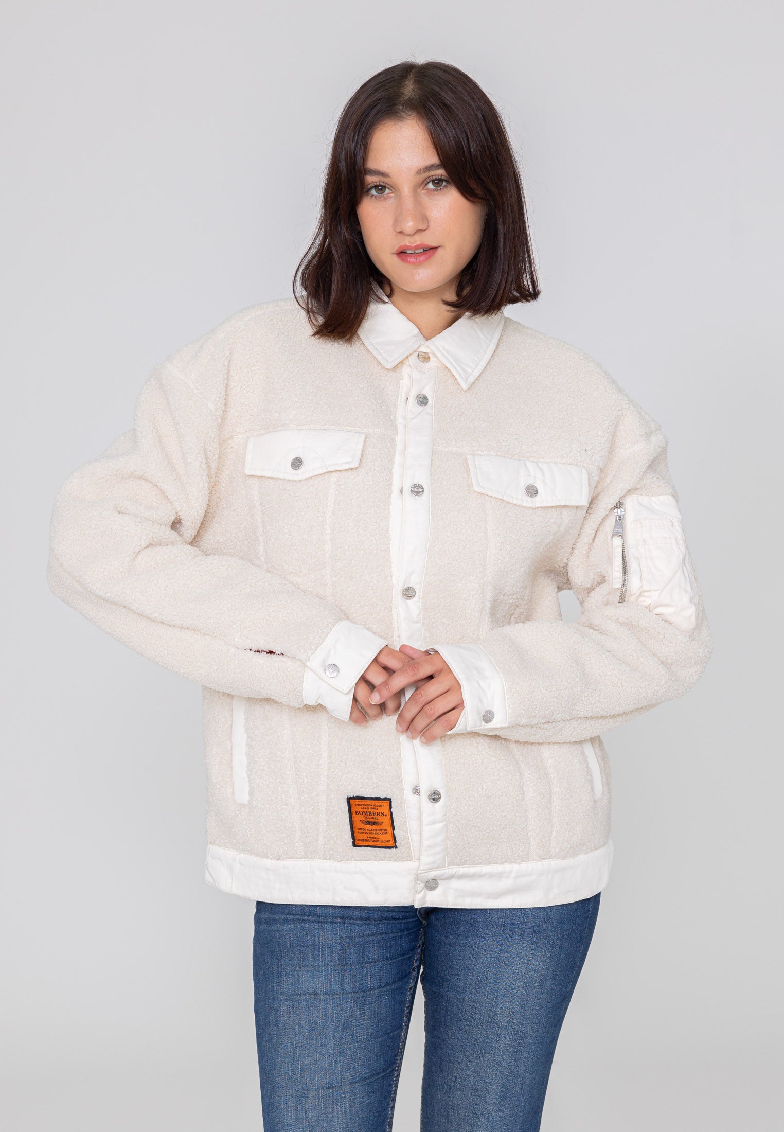 Saratoga U Sherpa jacket in Cream Jackets Bombers Original   