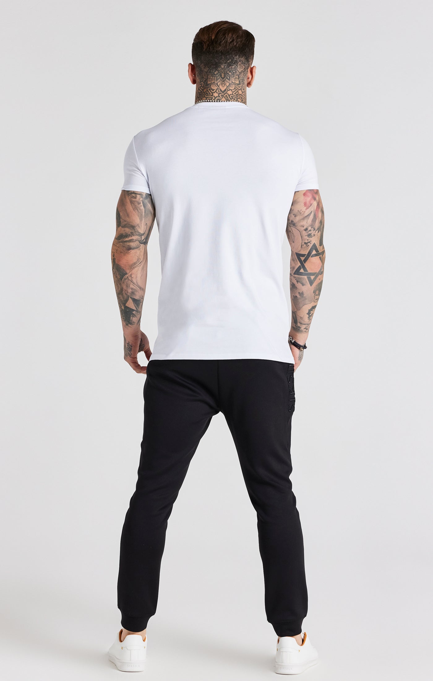 Embroidered Muscle Fit T-Shirt in White T-Shirts SikSilk   