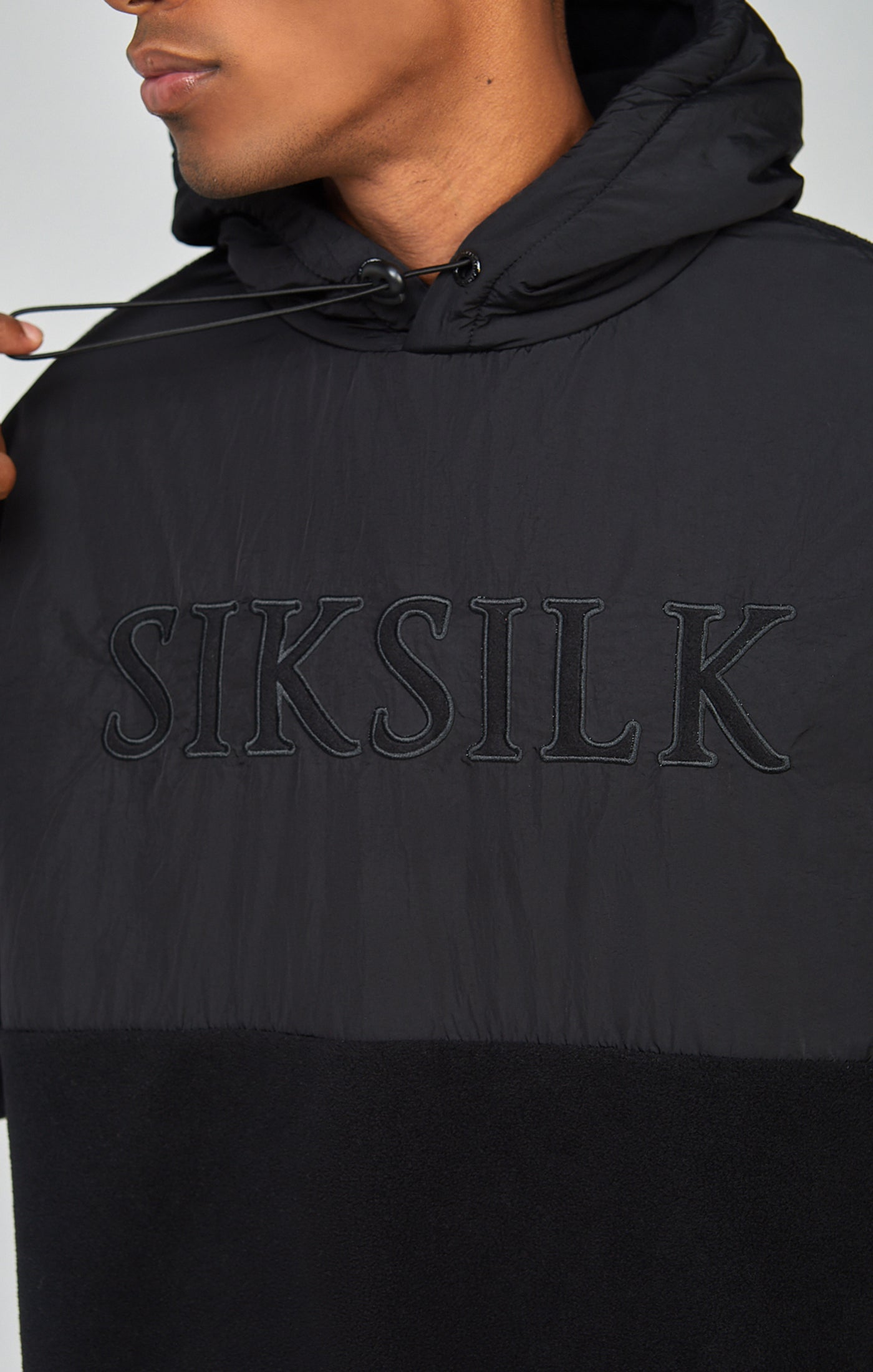 Polar Fleece Cut & Sew Overhead Hoodie in Black Hoodie SikSilk   