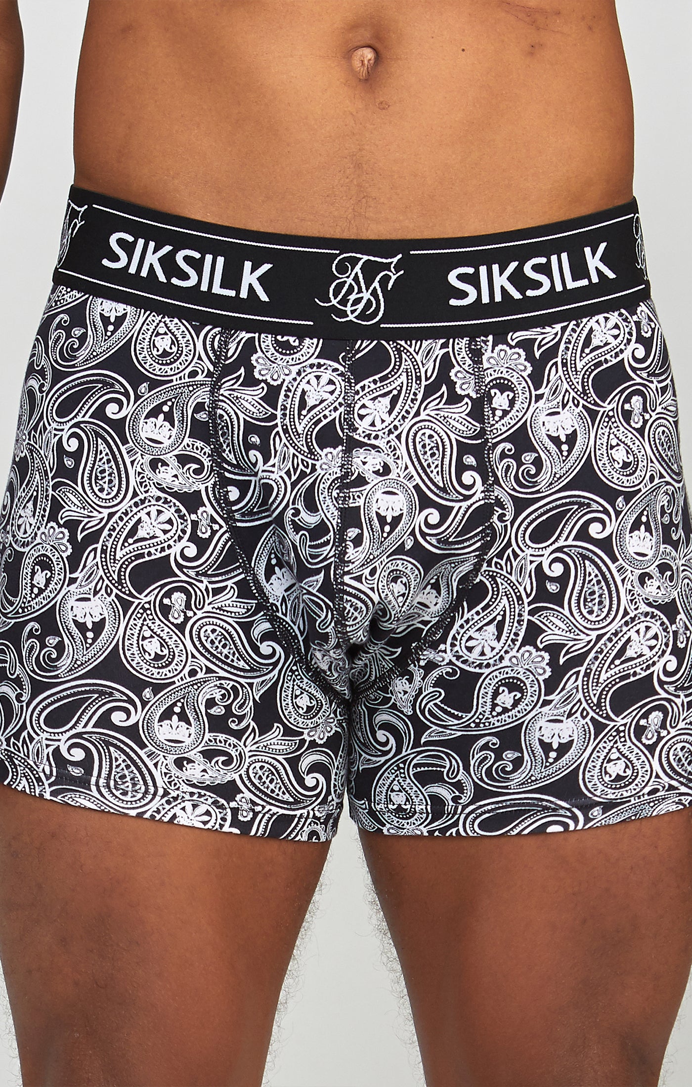 3 Pack Paisley Boxer Shorts in Black Underwear SikSilk   