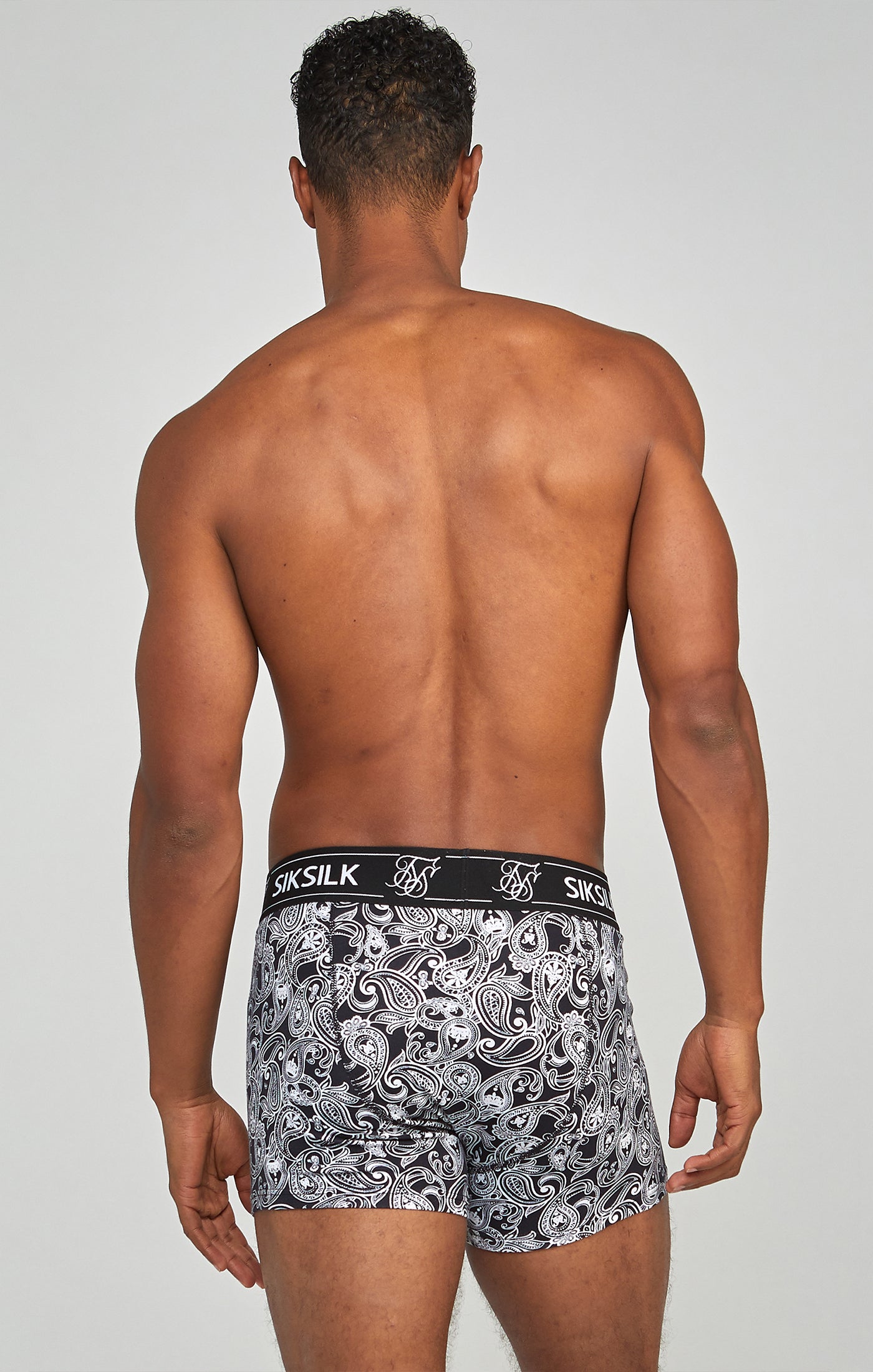 3 Pack Paisley Boxer Shorts in Black Underwear SikSilk   